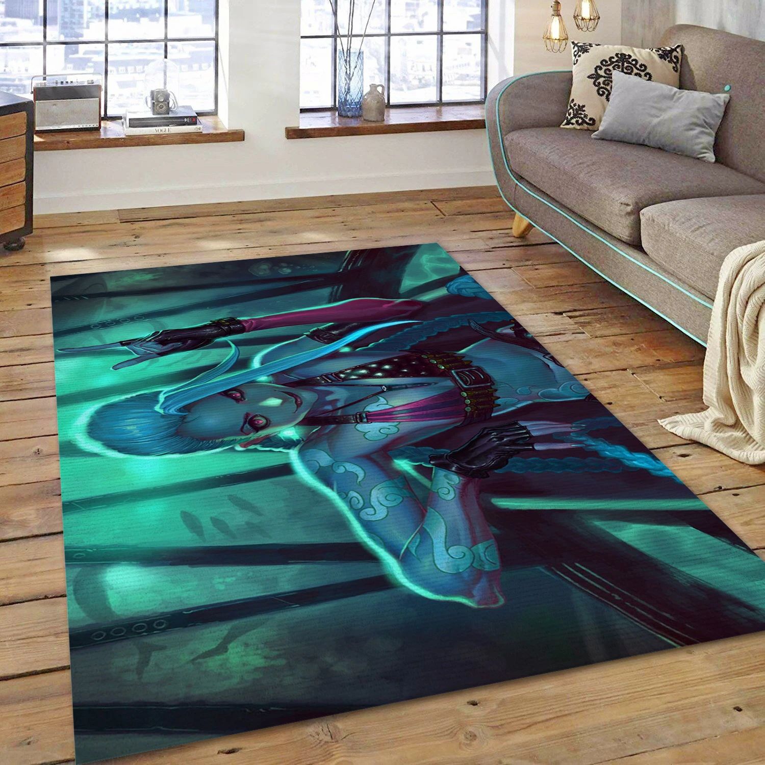 Jinx League Of Legends Video Game Reangle Rug, Bedroom Rug - Family Gift US Decor - Indoor Outdoor Rugs