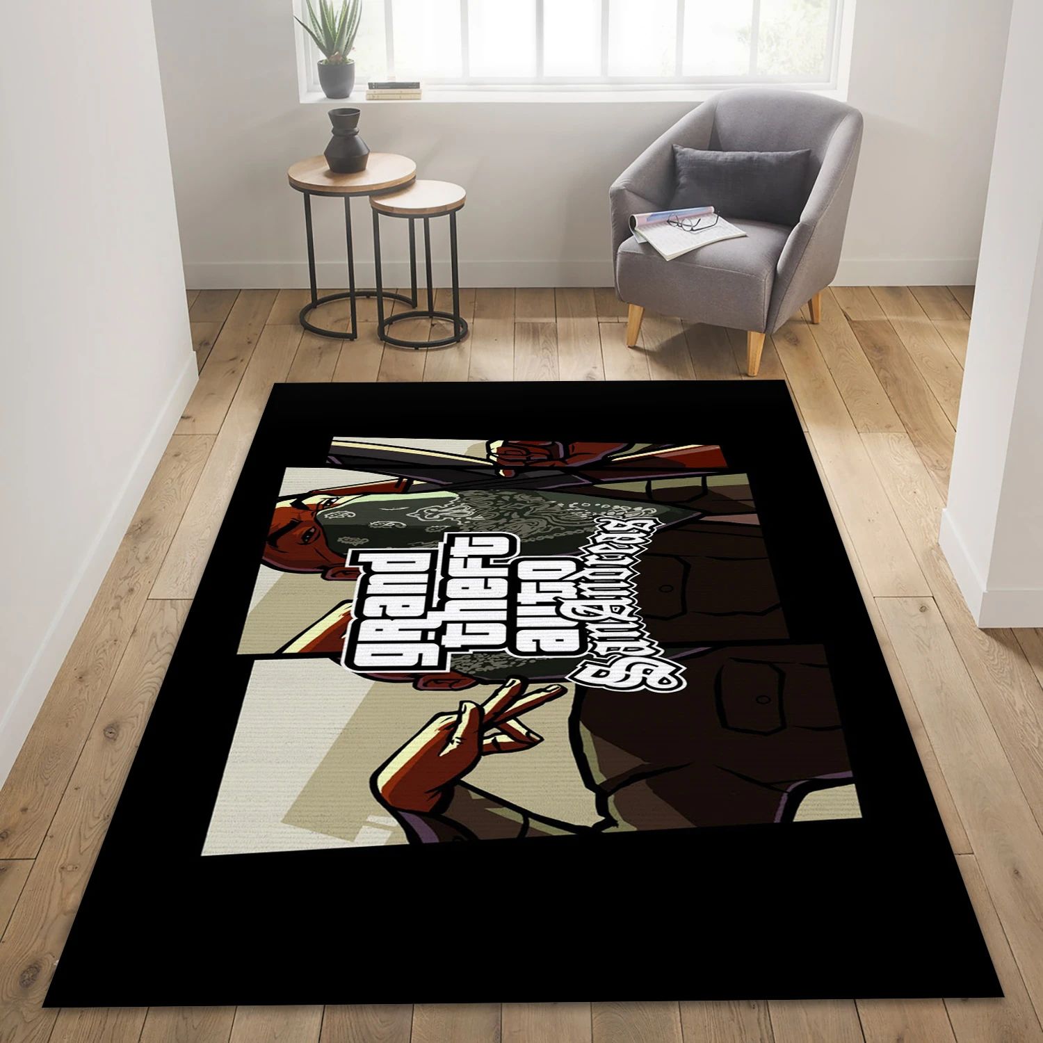 Grand Theft Auto San Andreas Video Game Reangle Rug, Bedroom Rug - US Decor - Indoor Outdoor Rugs