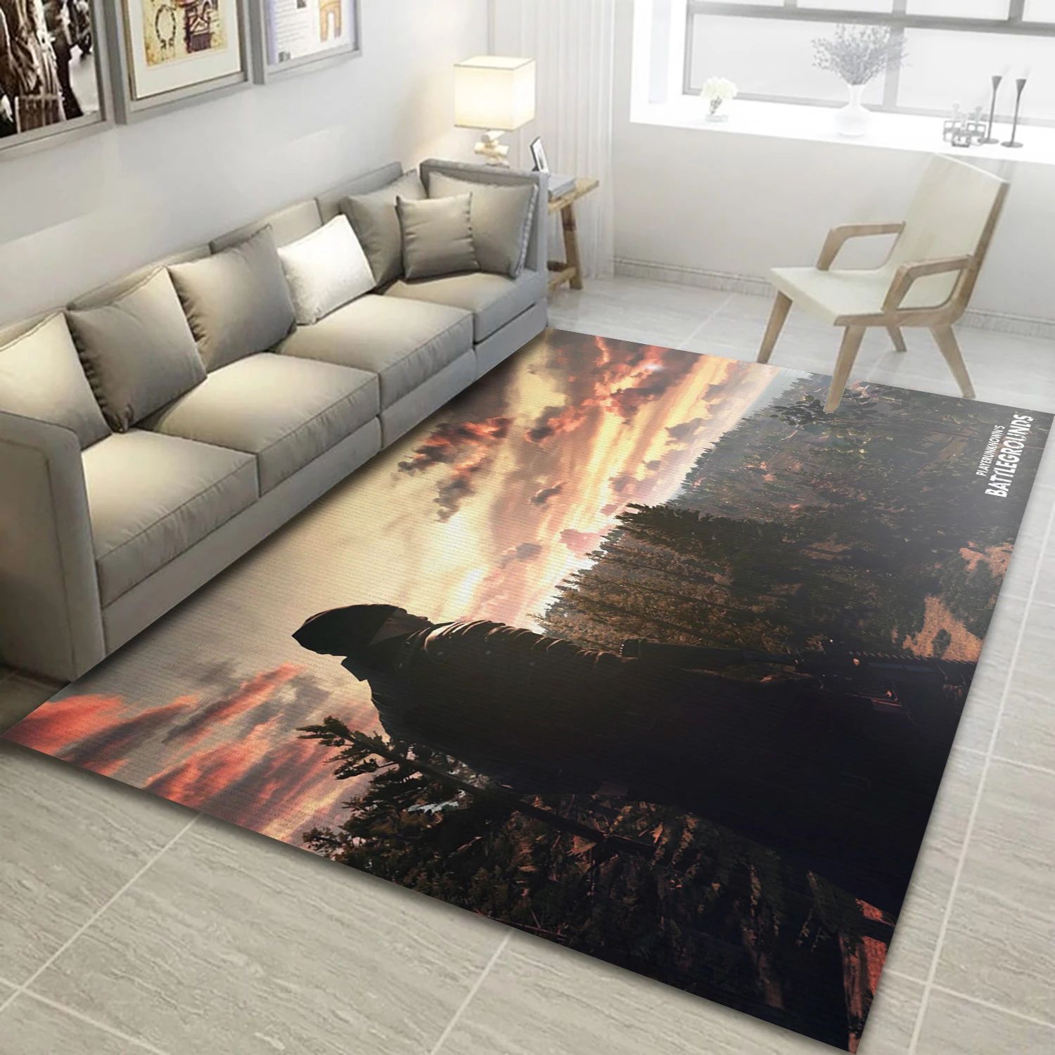 Playerunknowns Battlegrounds Video Game Reangle Rug, Area Rug - US Decor - Indoor Outdoor Rugs