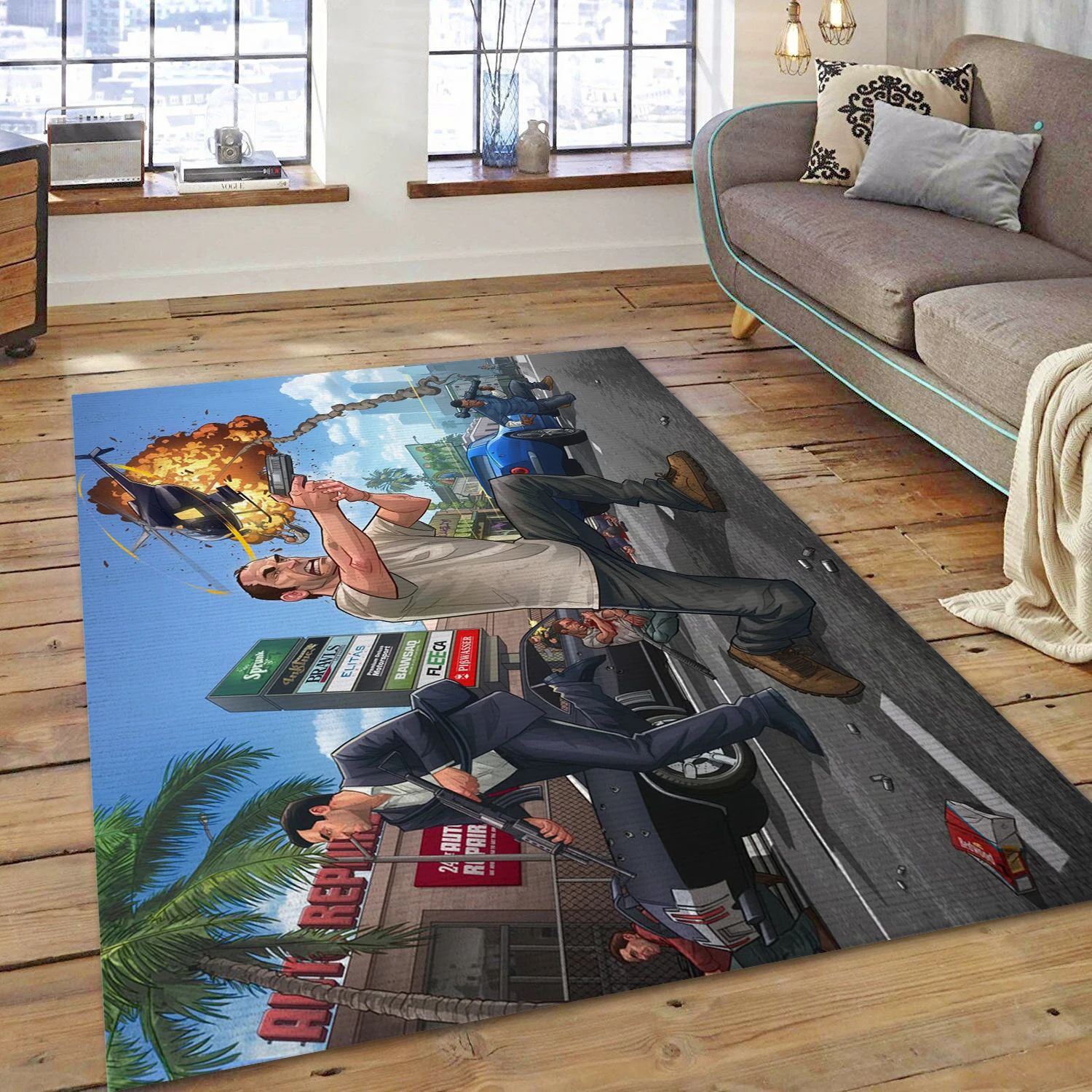 Grand Theft Auto V Video Game Area Rug For Christmas, Area Rug - Home Decor Floor Decor - Indoor Outdoor Rugs
