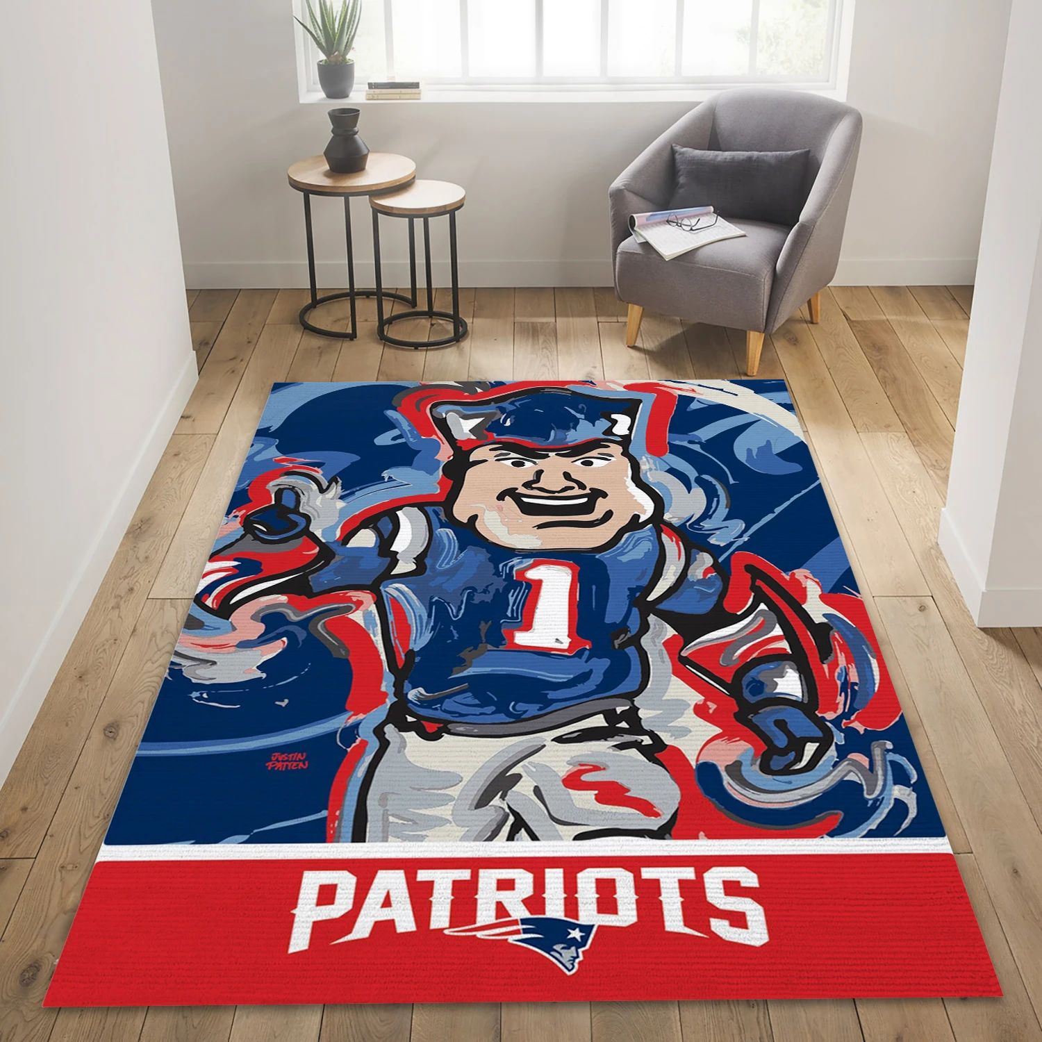 New England Patriots NFL Area Rug Carpet, Living Room Rug - US Gift Decor - Indoor Outdoor Rugs