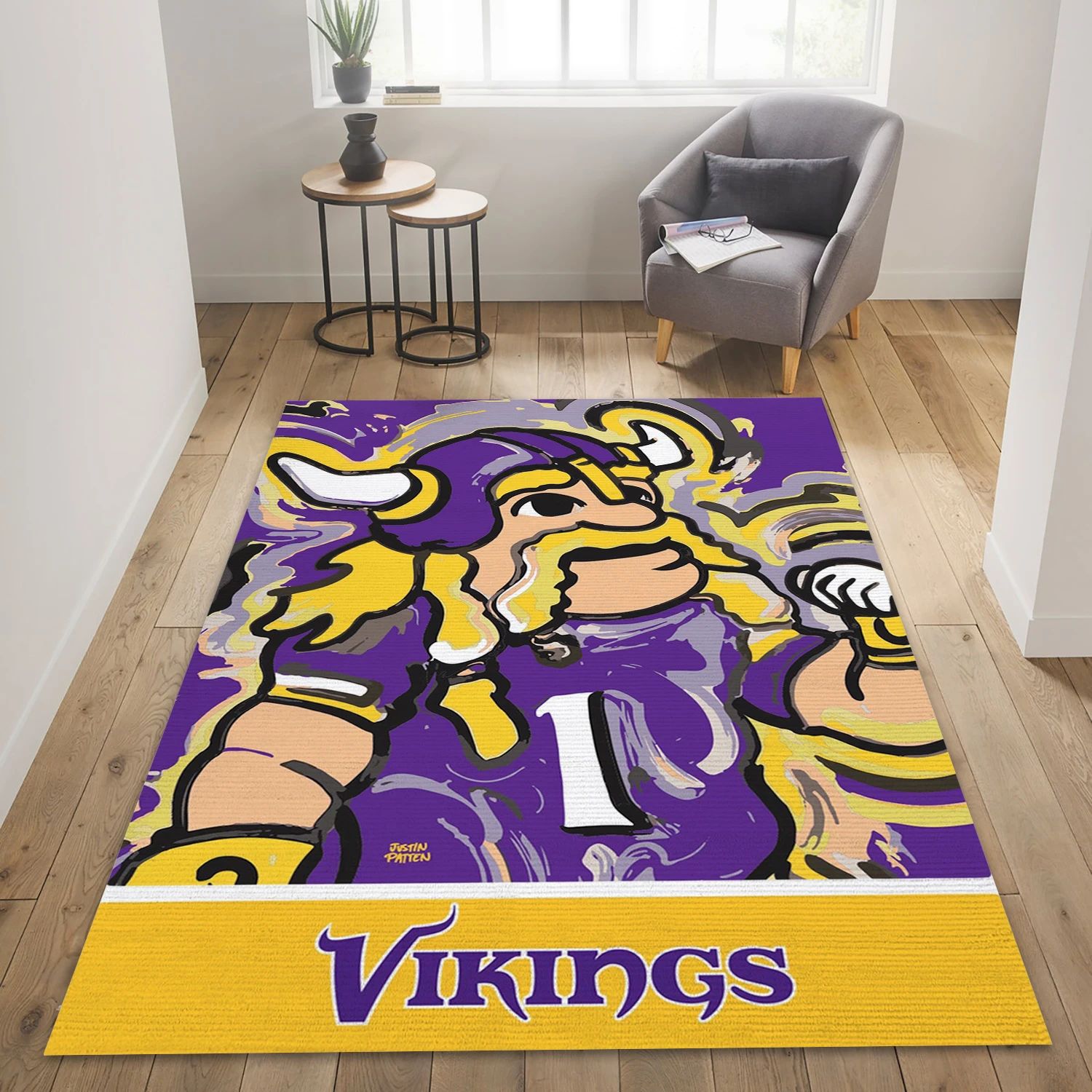 Minnesota Vikings NFL Team Logos Area Rug, Bedroom Rug - Home Decor Floor Decor - Indoor Outdoor Rugs