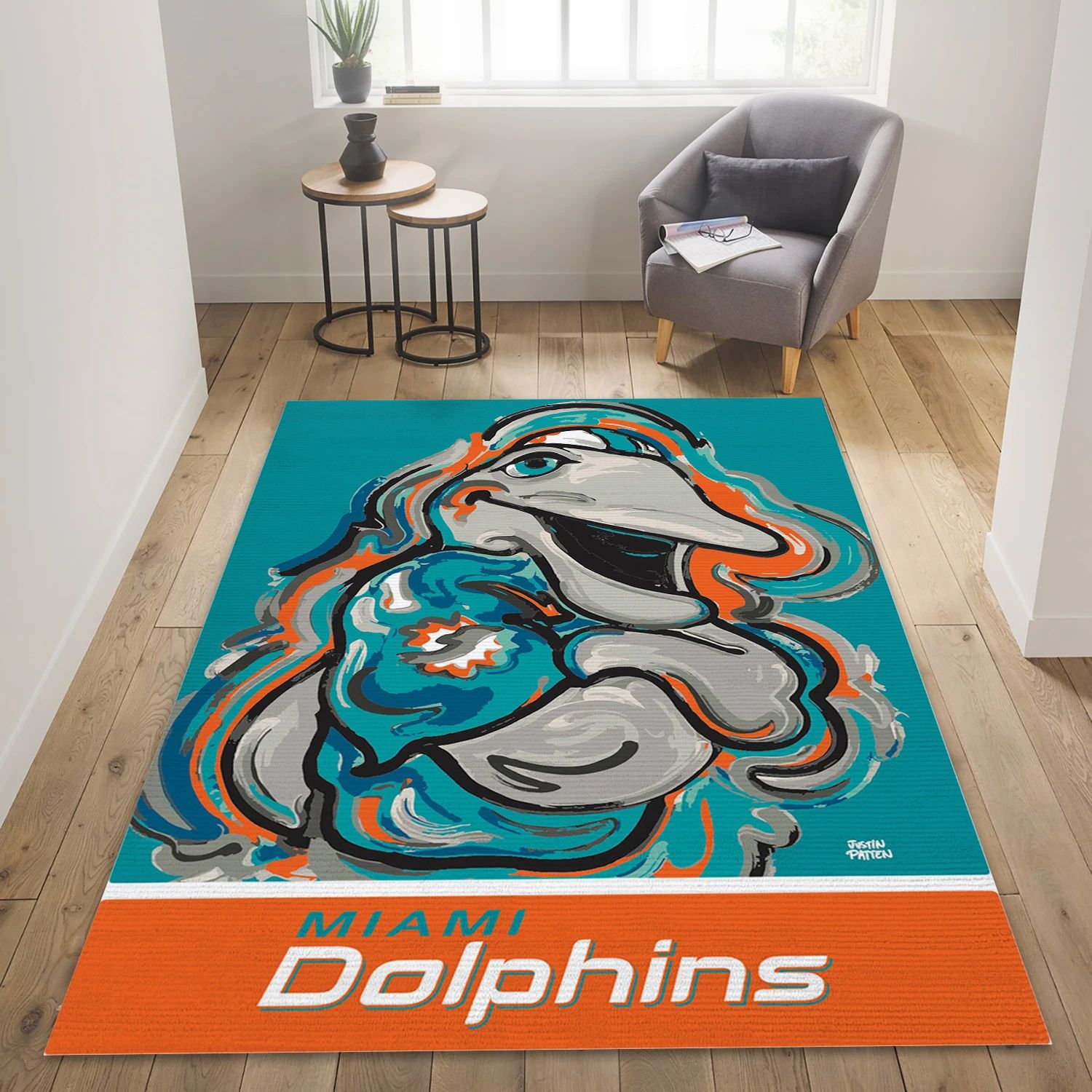 Miami Dolphins NFL Team Logos Area Rug, Bedroom Rug - Home Decor Floor Decor - Indoor Outdoor Rugs