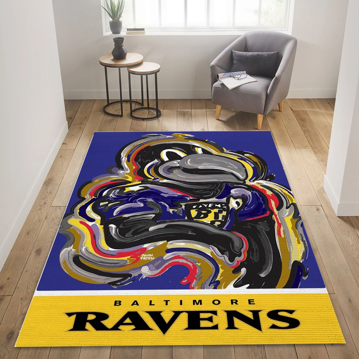 Baltimore Ravens NFL Team Logos Area Rug, Bedroom Rug - US Gift Decor - Indoor Outdoor Rugs