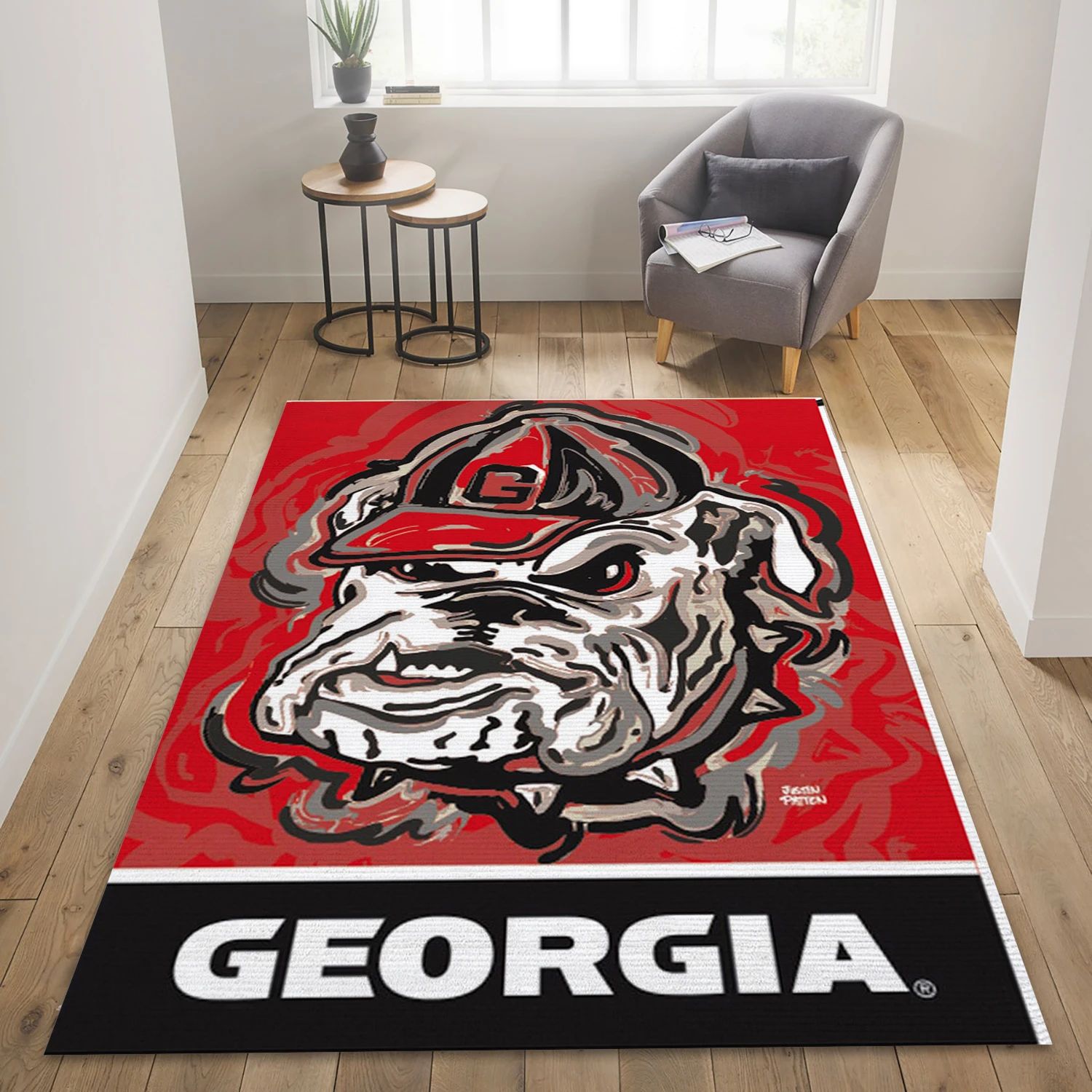 Georgia Bulldogs College Team Reangle Area Rug, Living Room Rug - Floor Decor - Indoor Outdoor Rugs