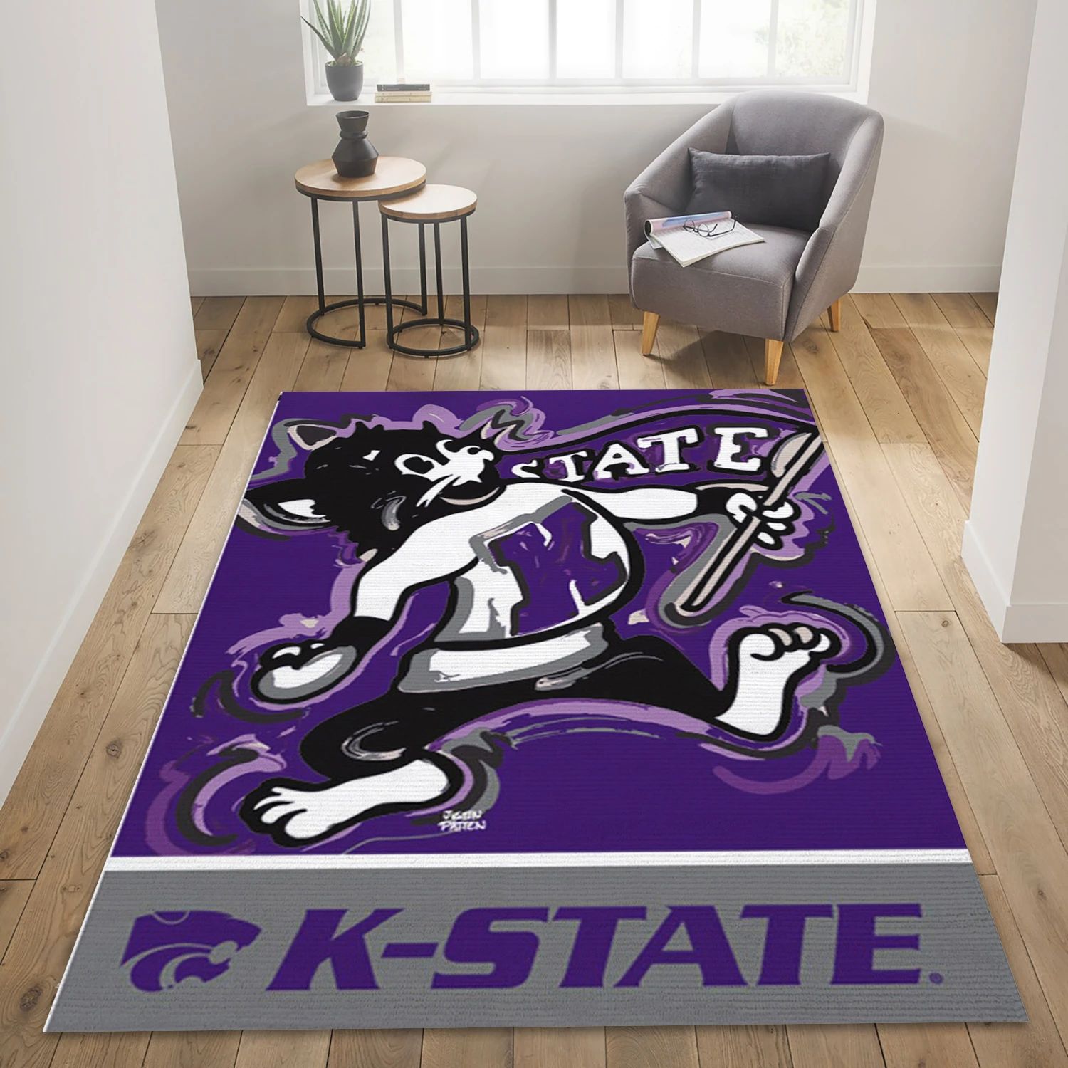 Kansas State Wildcats College Team Area Rug Carpet, Living Room Rug - Christmas Gift US Decor - Indoor Outdoor Rugs