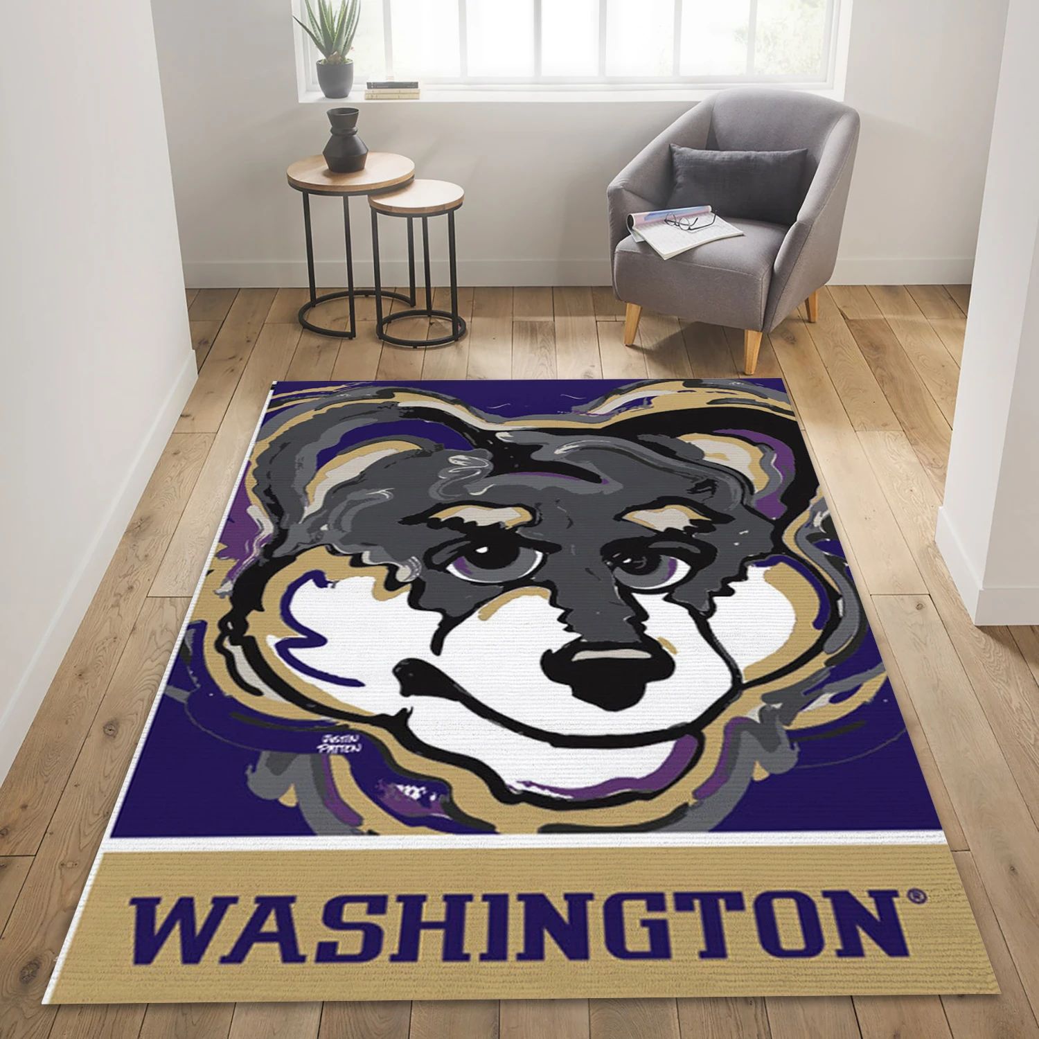 Washington Huskies College Team Area Rug For Christmas, Living Room Rug - Family Gift US Decor - Indoor Outdoor Rugs