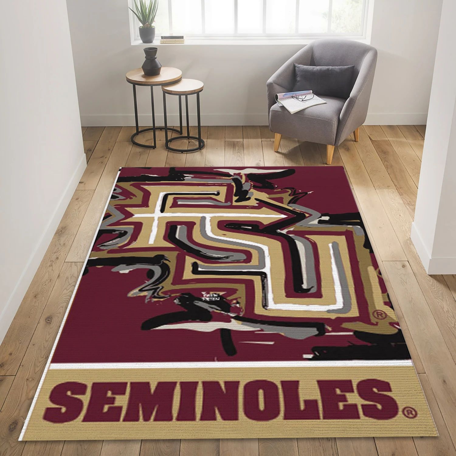 Florida State Seminoles College Team Area Rug, Living Room Rug - Halloween Gift US Decor - Indoor Outdoor Rugs