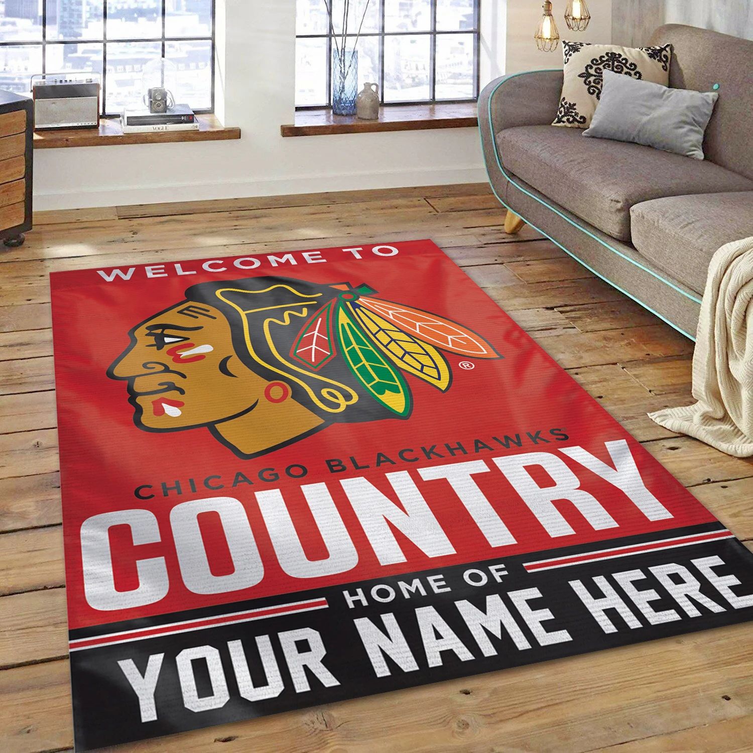 Chicago Blackhawks Personal NHL Area Rug For Christmas, Sport Living Room Rug - US Decor - Indoor Outdoor Rugs