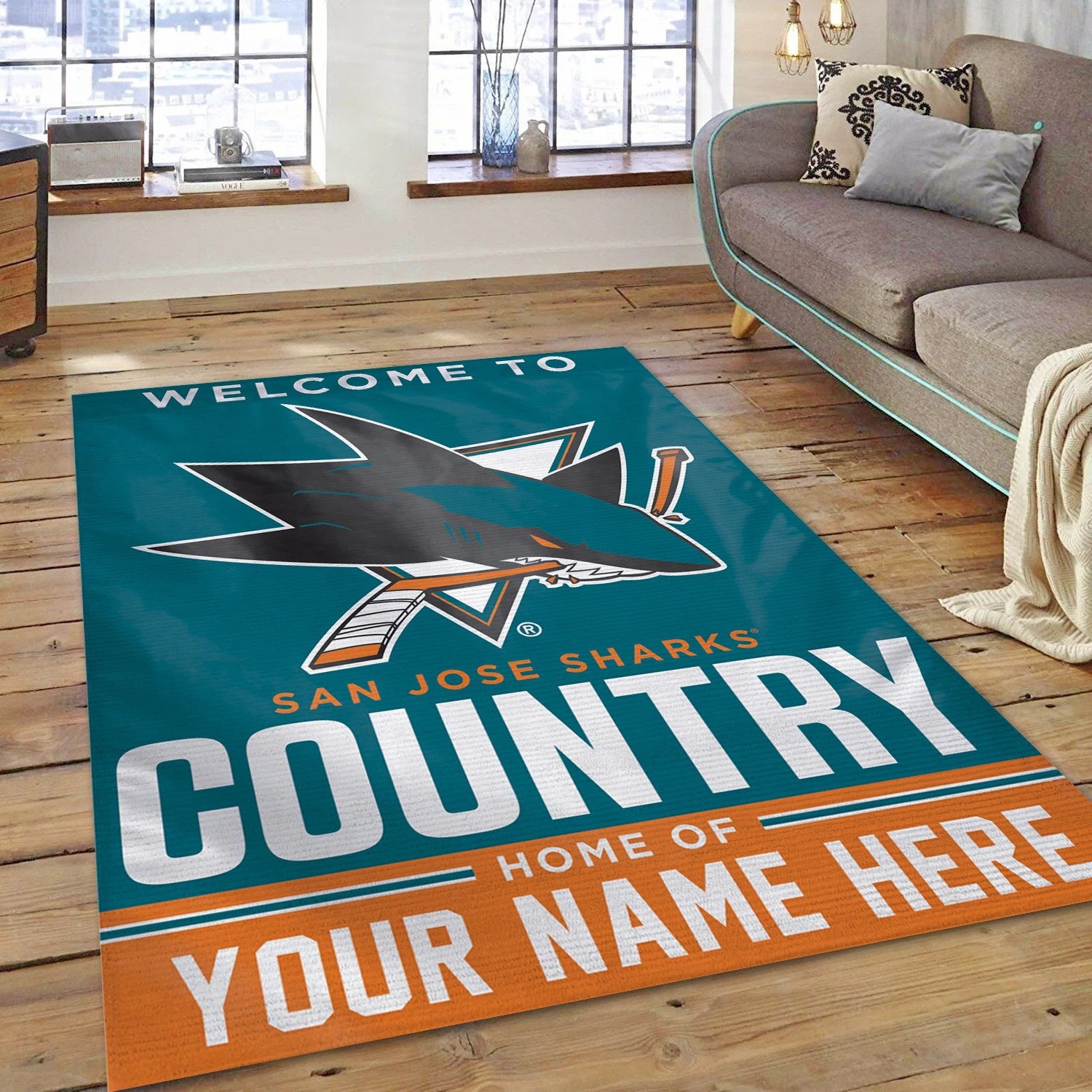 San Jose Sharks Personal NHL Team Logo Area Rug, Sport Living Room Rug - US Decor - Indoor Outdoor Rugs