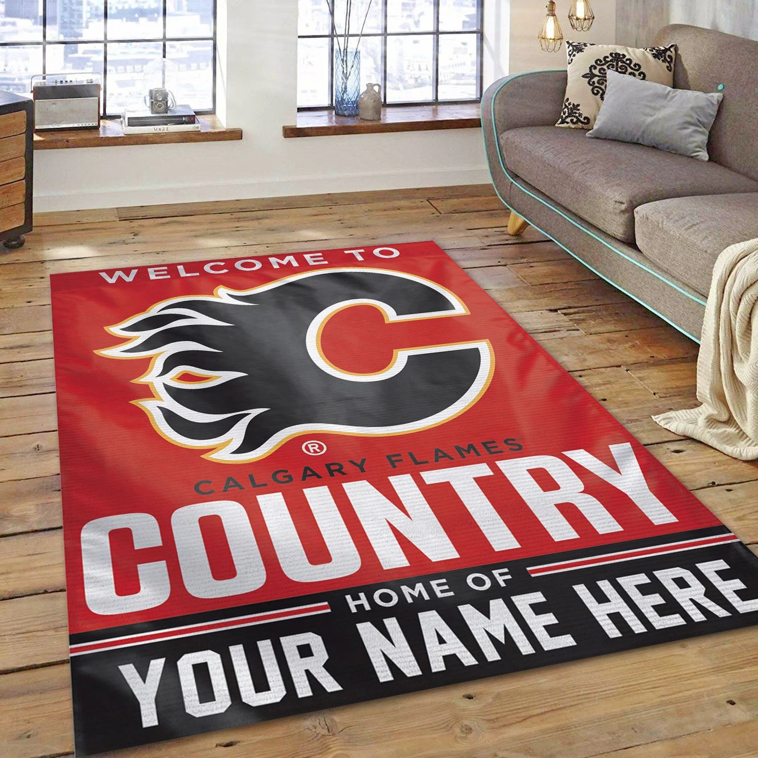 Calgary Flames Personal NHL Area Rug, Sport Living Room Rug - US Decor - Indoor Outdoor Rugs