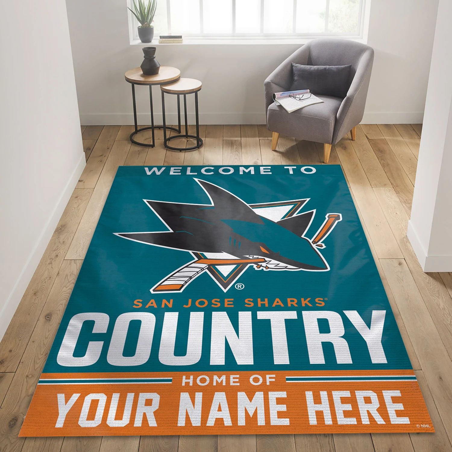 San Jose Sharks Personal NHL Team Logo Area Rug, Sport Living Room Rug - US Decor - Indoor Outdoor Rugs