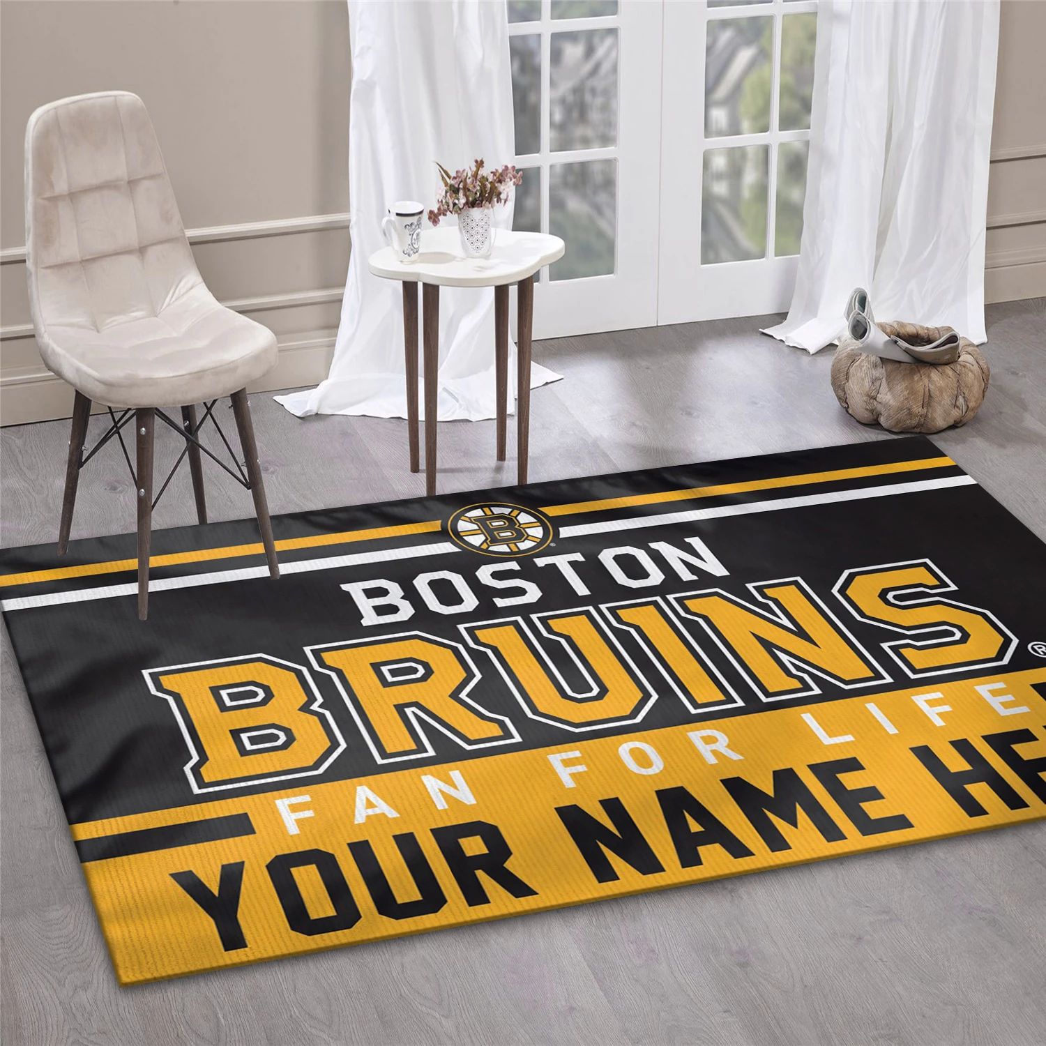 Boston Bruins Personal NHL Area Rug For Christmas, Sport Living Room Rug - Home Decor - Indoor Outdoor Rugs