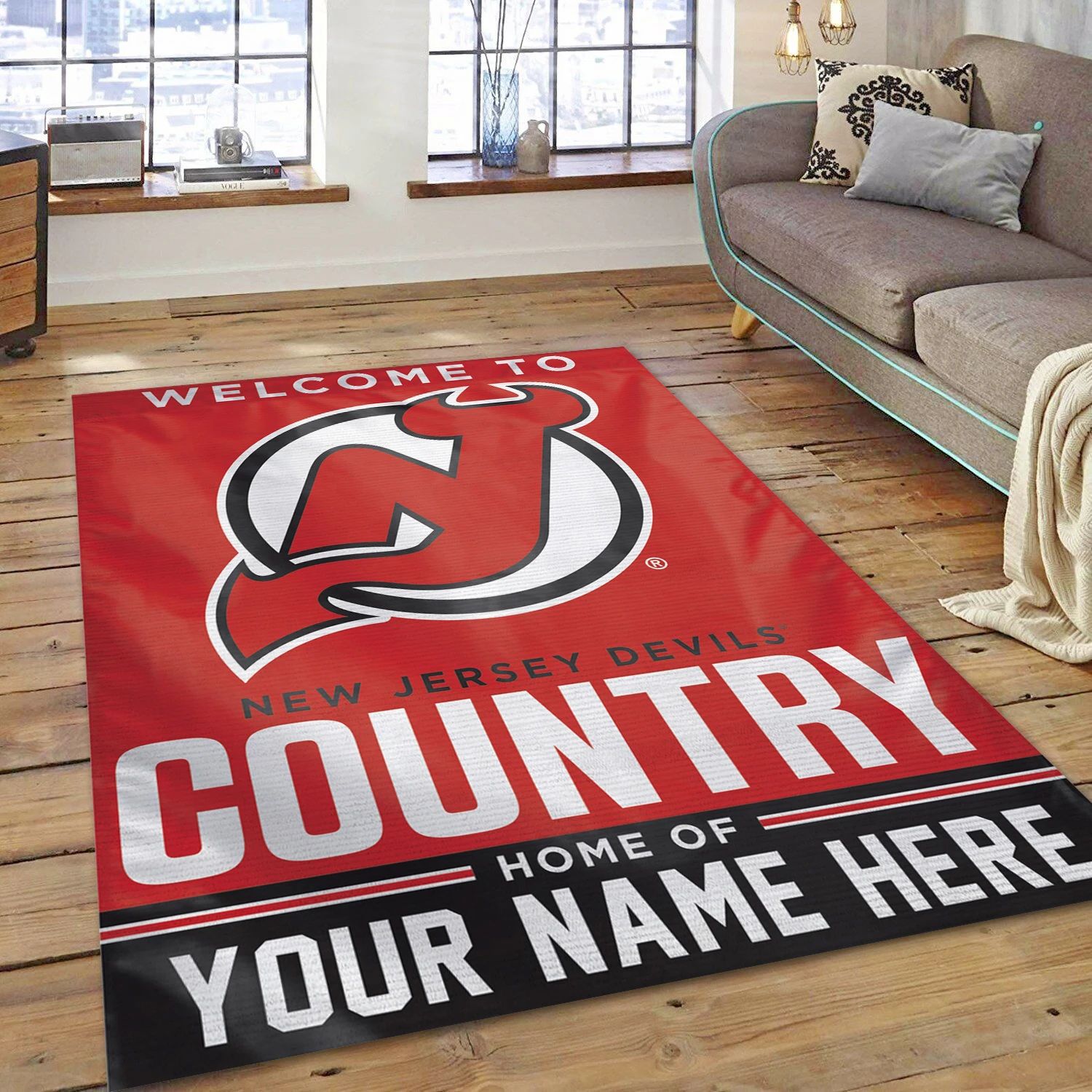 New Jersey Devils Personal NHL Area Rug For Christmas, Sport Living Room Rug - US Decor - Indoor Outdoor Rugs