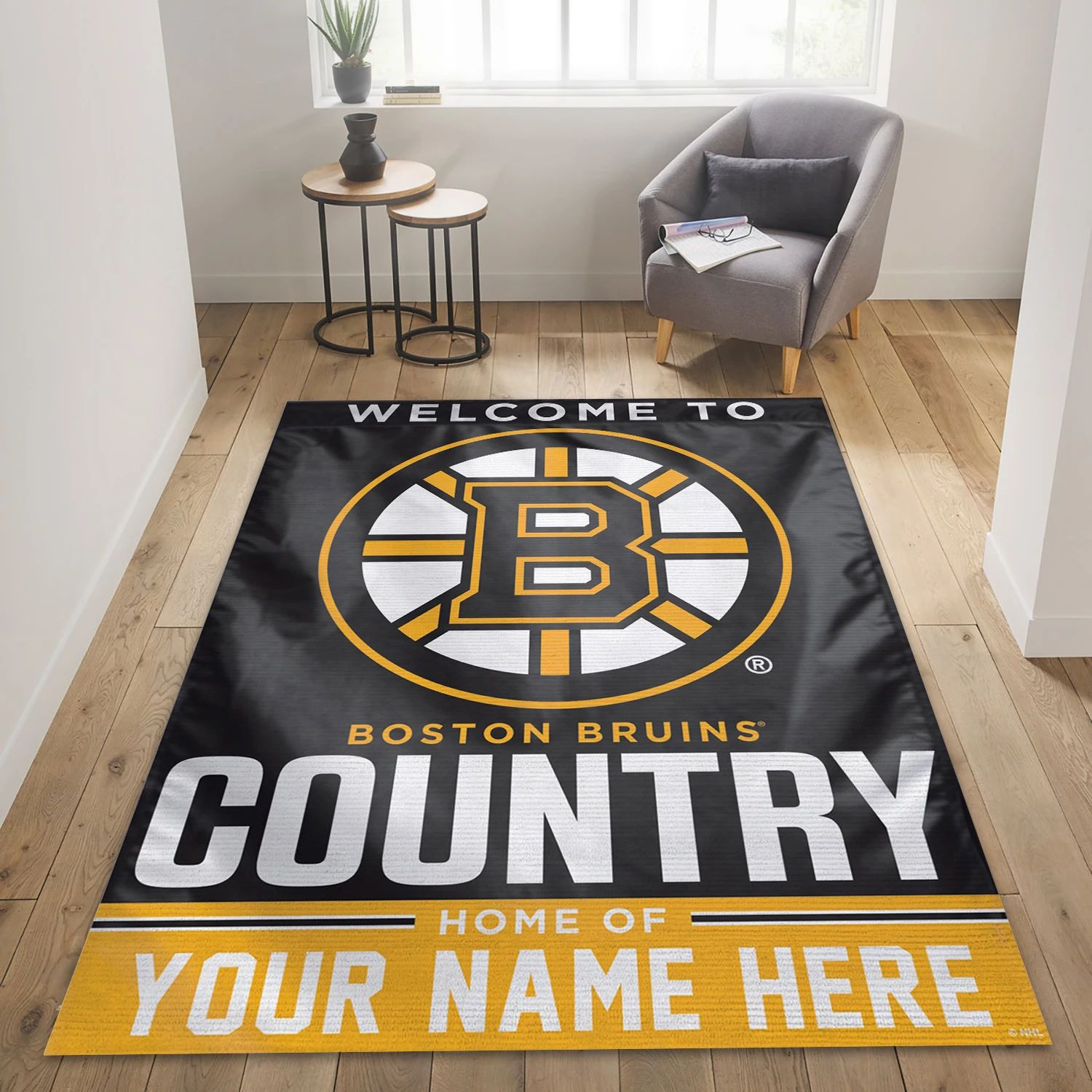 Boston Bruins Personal NHL Area Rug Carpet, Sport Living Room Rug - Home Decor - Indoor Outdoor Rugs