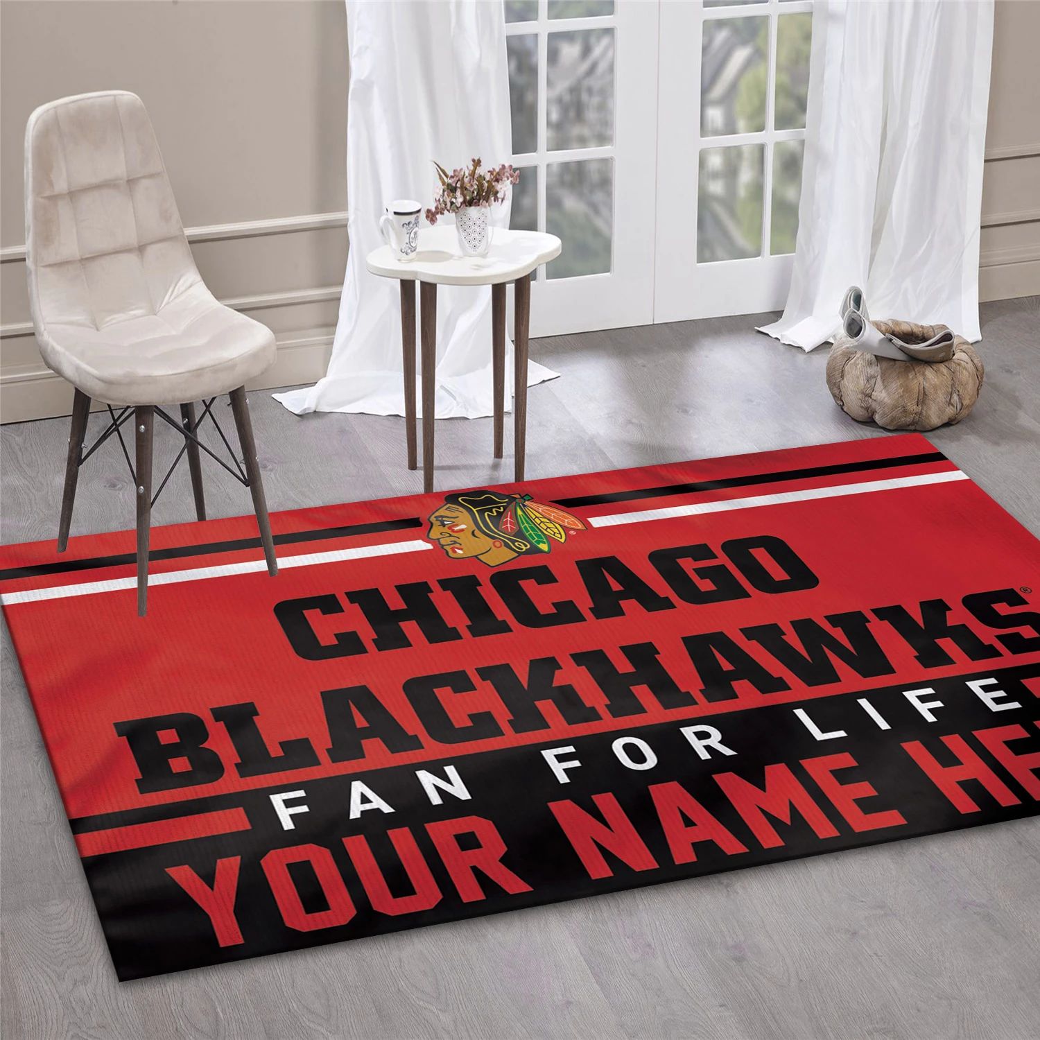 Chicago Blackhawks Personal NHL Area Rug For Christmas, Sport Living Room Rug - Home Decor - Indoor Outdoor Rugs