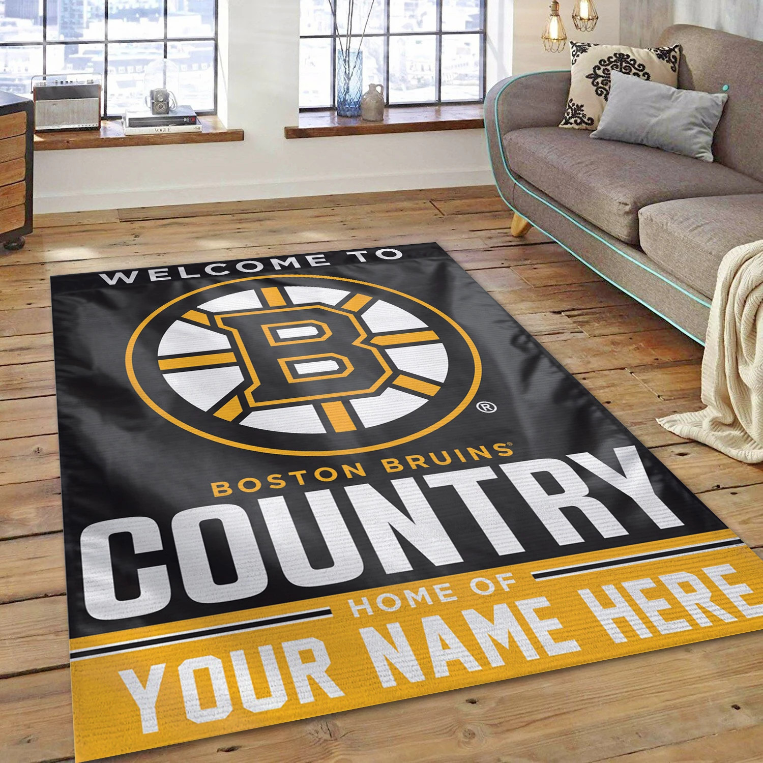 Boston Bruins Personal NHL Area Rug Carpet, Sport Living Room Rug - Home Decor - Indoor Outdoor Rugs