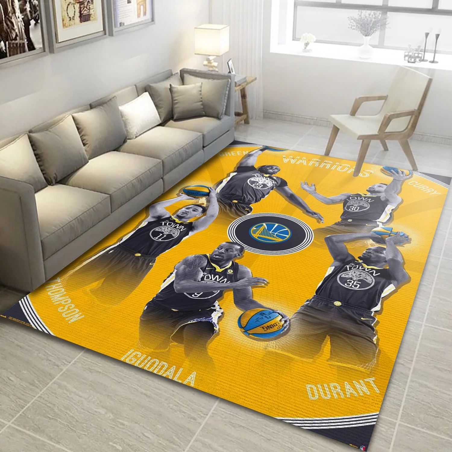 Golden State Warriors NBA Team Logos Area Rug, Living Room Rug - US Decor - Indoor Outdoor Rugs