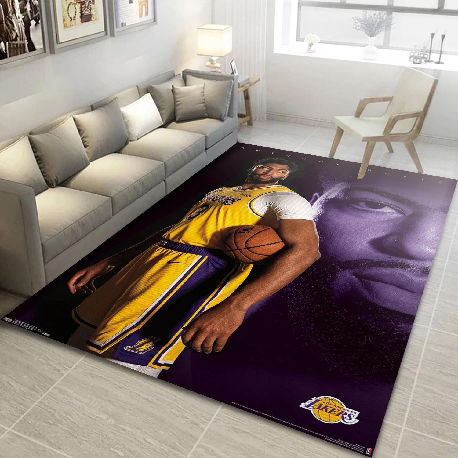 Anthony Davis Los Angeles Lakers NBA Team Logos Area Rug, Living Room Rug - Room Decor - Indoor Outdoor Rugs