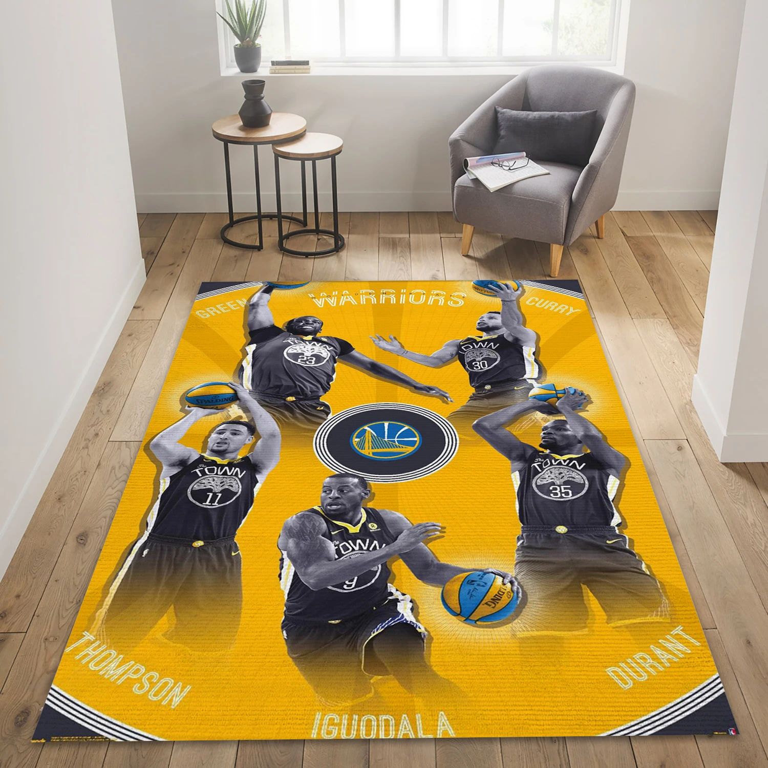 Golden State Warriors NBA Team Logos Area Rug, Living Room Rug - US Decor - Indoor Outdoor Rugs