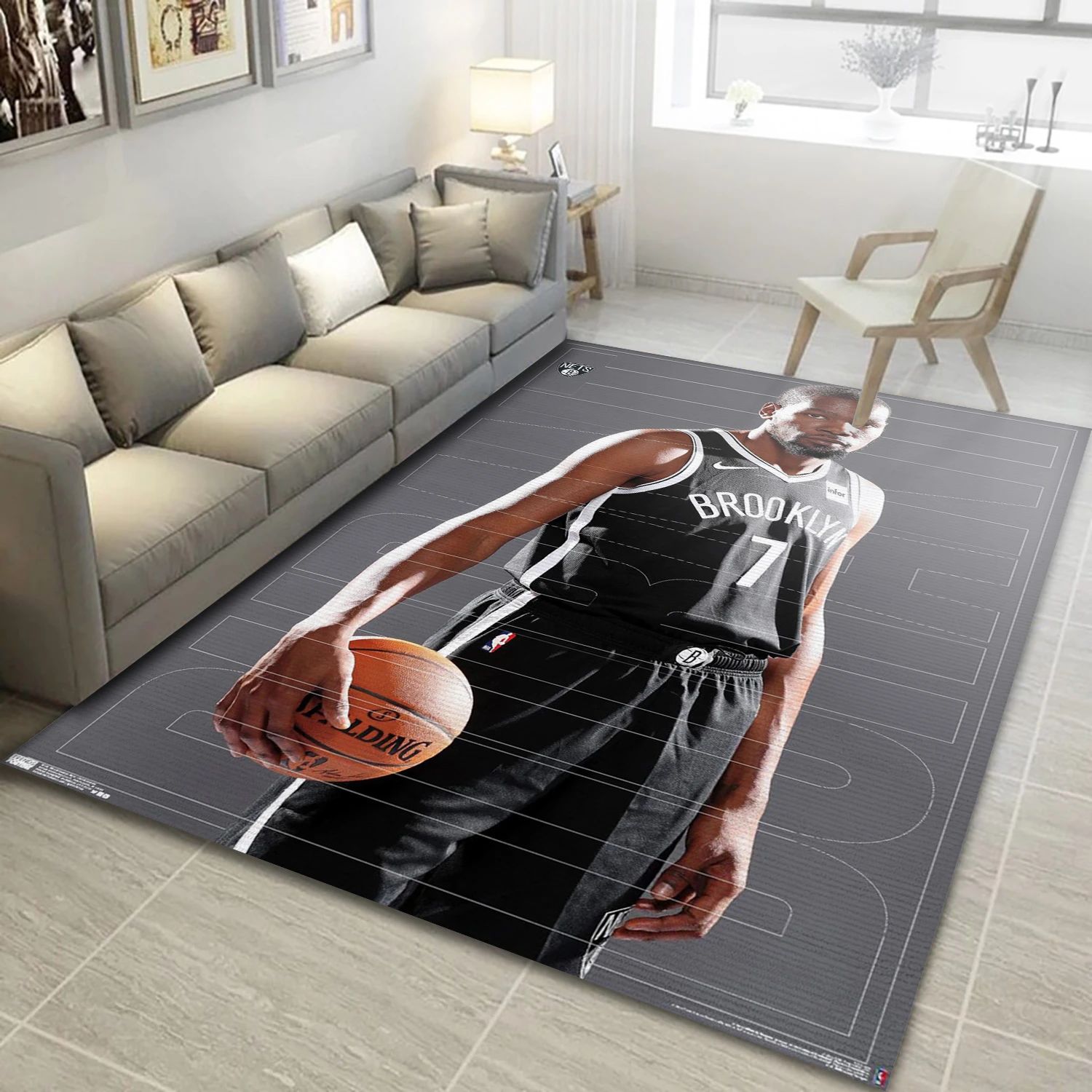 Kevin Durant Brooklyn Nets NBA Team Logos Area Rug, Living Room Rug - US Decor - Indoor Outdoor Rugs