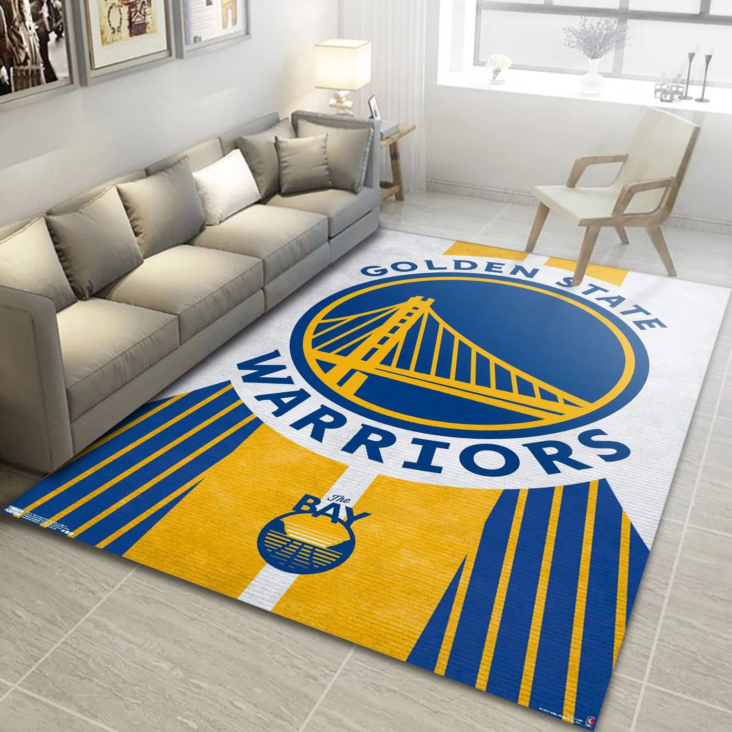 Golden State Warriors NBA Reangle Area Rug, Living Room Rug - Home Decor - Indoor Outdoor Rugs