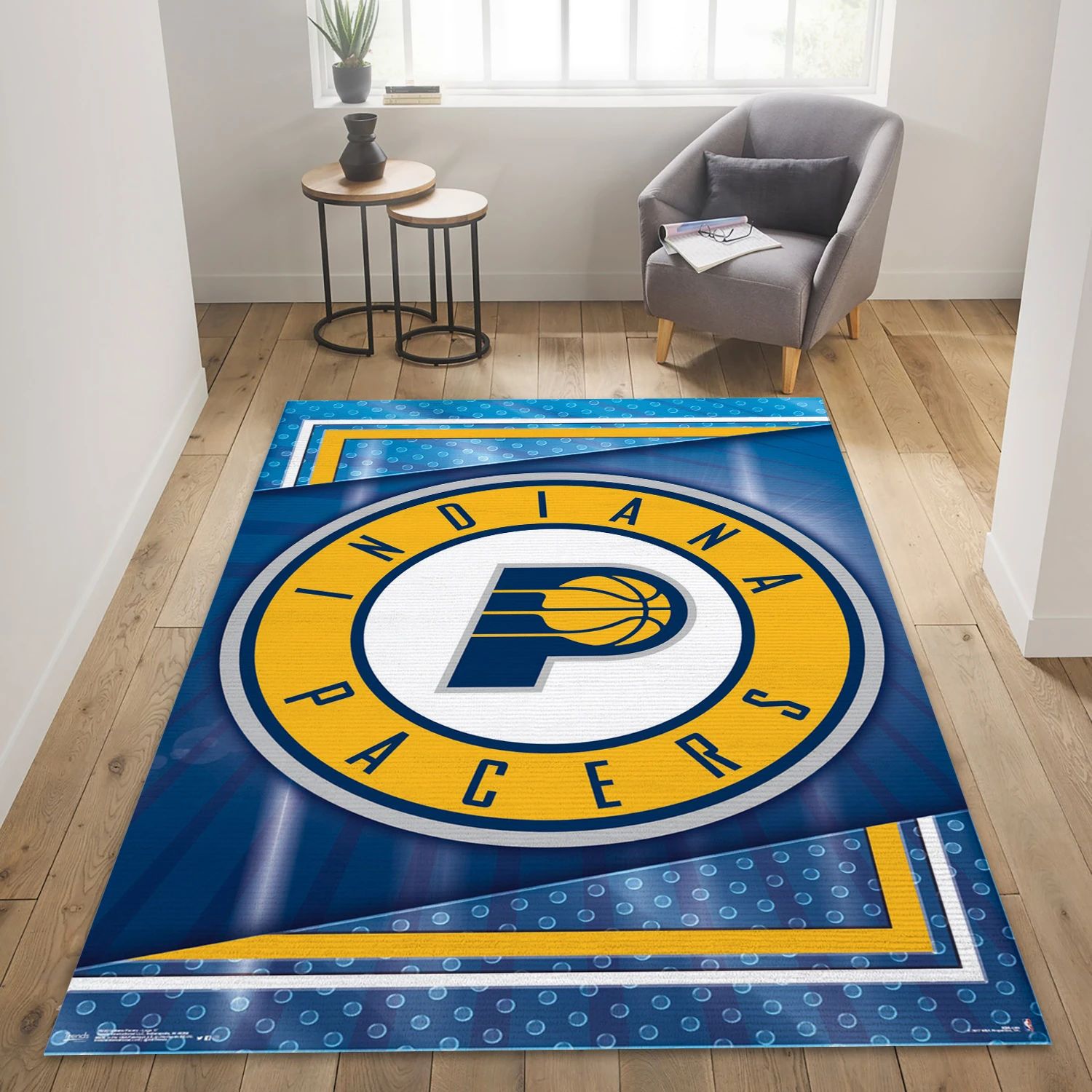 Indiana Pacers NBA Reangle Area Rug, Living Room Rug - Room Decor - Indoor Outdoor Rugs