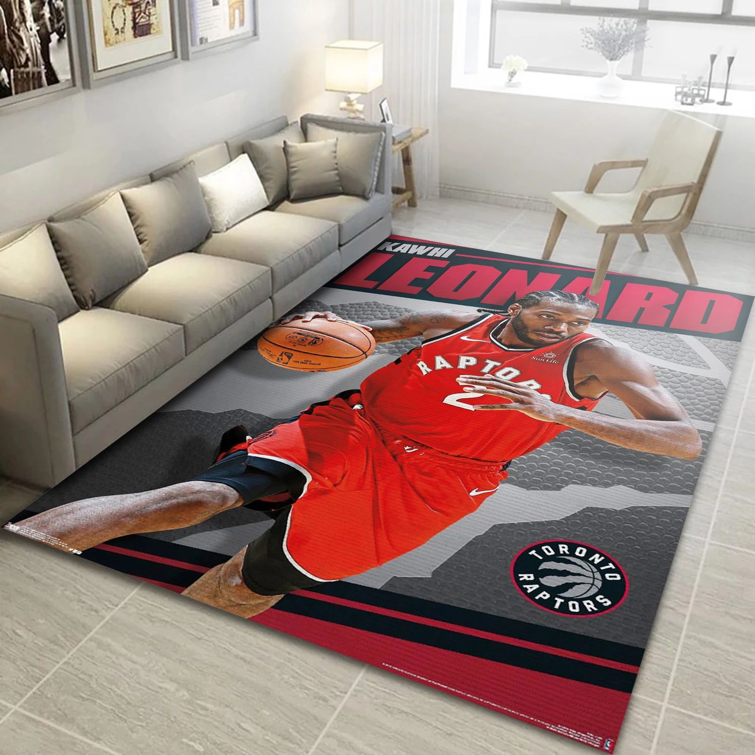 Kawhi Leonard Toronto Raptors NBA Team Logos Area Rug, Living Room Rug - Room Decor - Indoor Outdoor Rugs