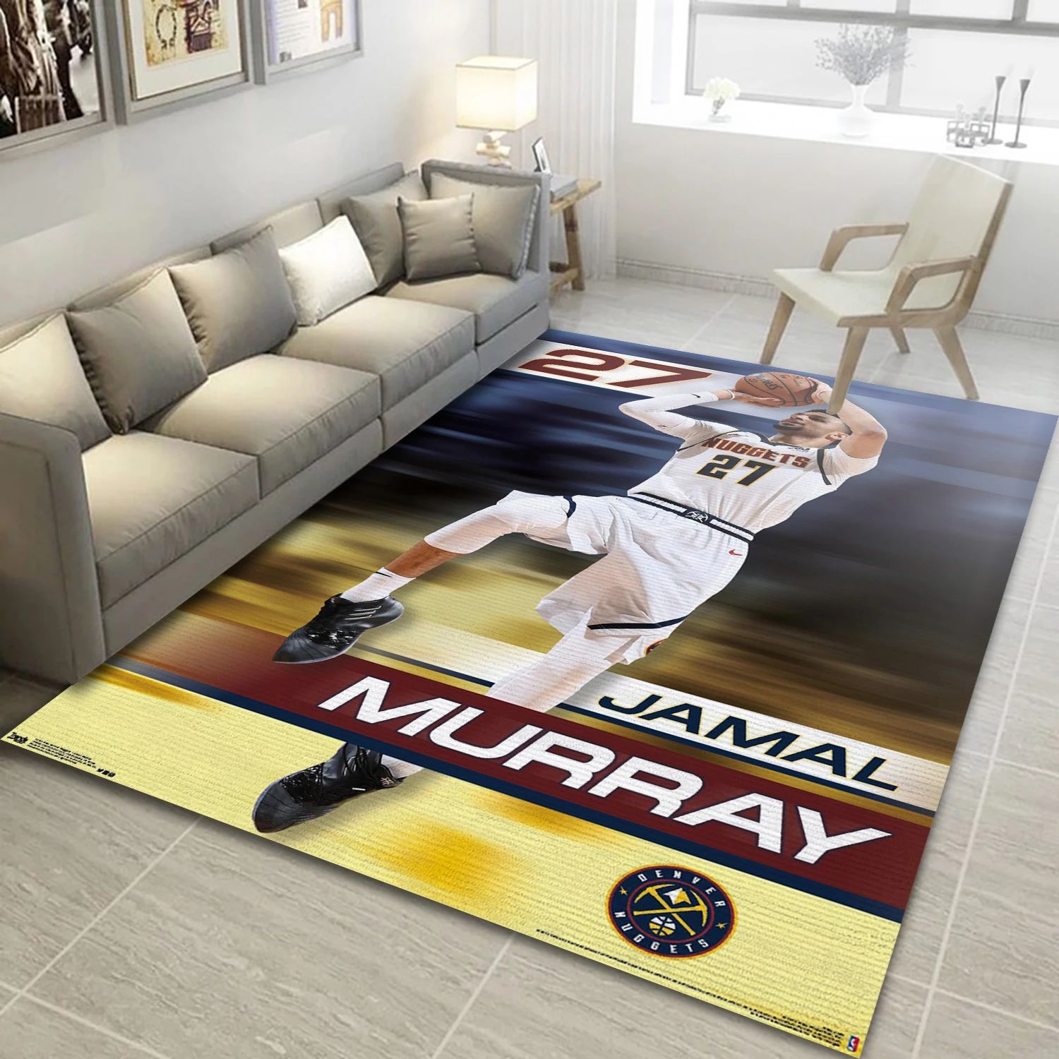 Jamal Murray Denver Nuggets NBA Team Logos Area Rug, Living Room Rug - Room Decor - Indoor Outdoor Rugs