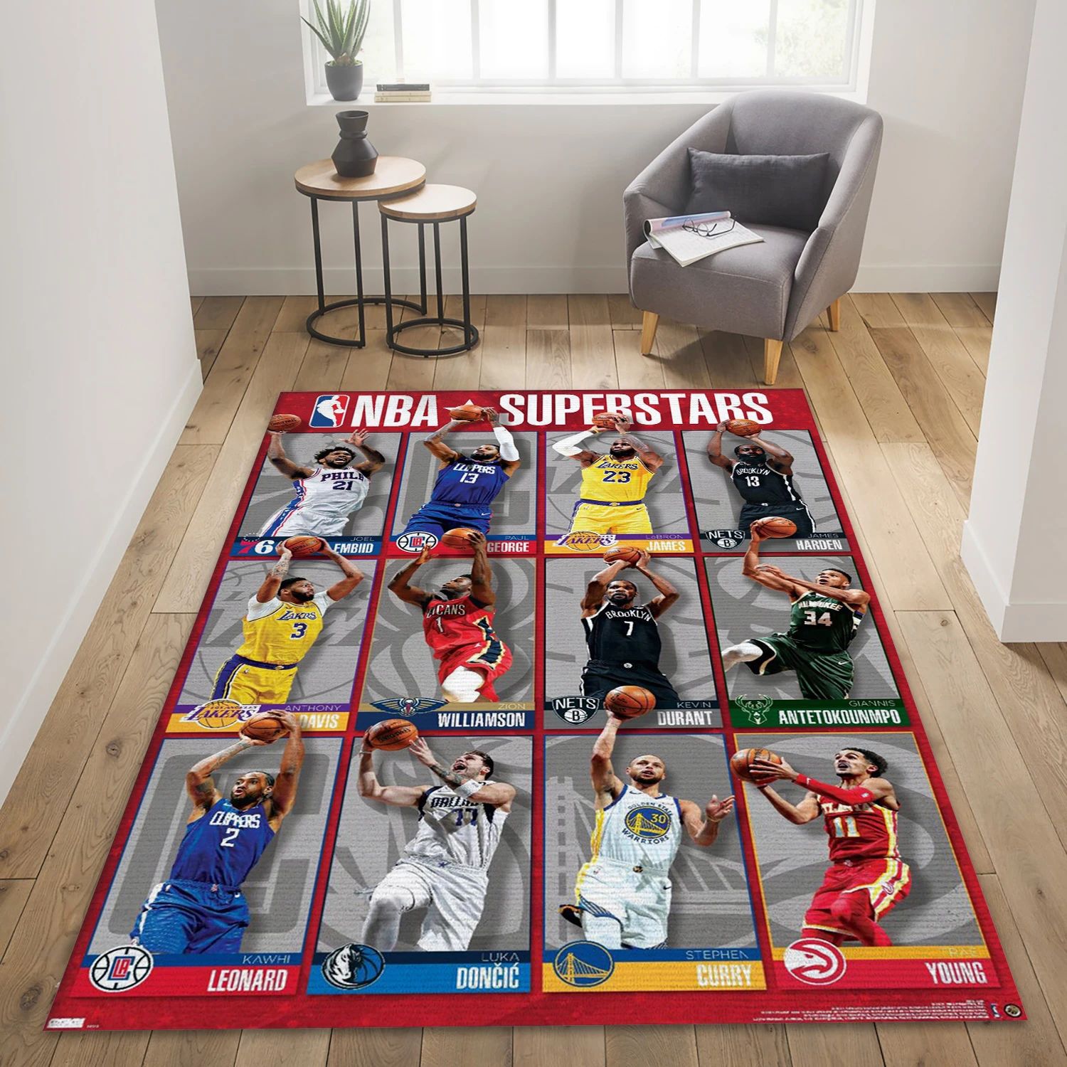 Nba Superstars NBA Reangle Area Rug, Living Room Rug - Home Decor - Indoor Outdoor Rugs