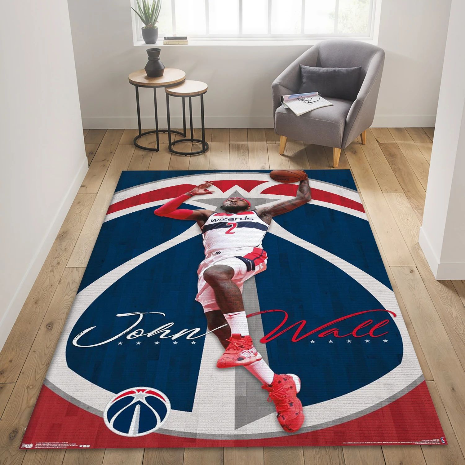 John Wall Washington Wizards NBA Area Rug, Living Room Rug - Home Decor - Indoor Outdoor Rugs