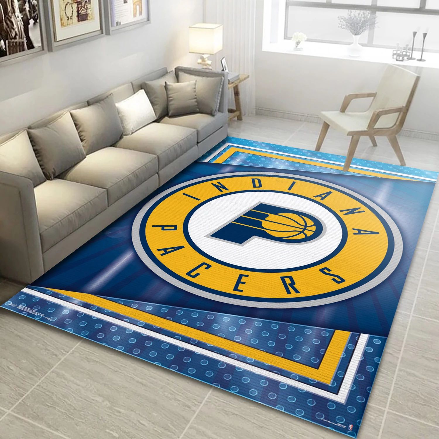 Indiana Pacers NBA Reangle Area Rug, Living Room Rug - Room Decor - Indoor Outdoor Rugs