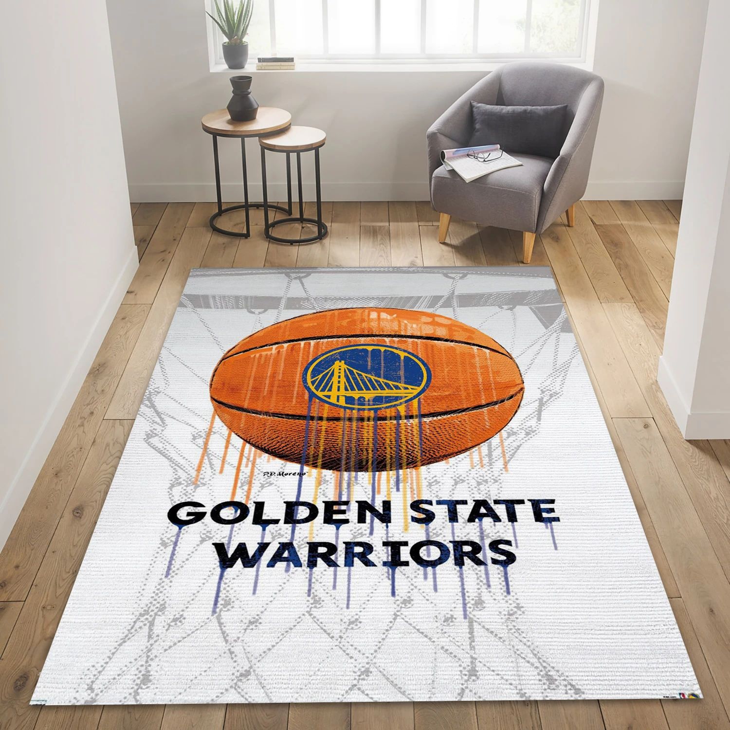 Golden State Warriors NBA Area Rug, Living Room Rug - Room Decor - Indoor Outdoor Rugs