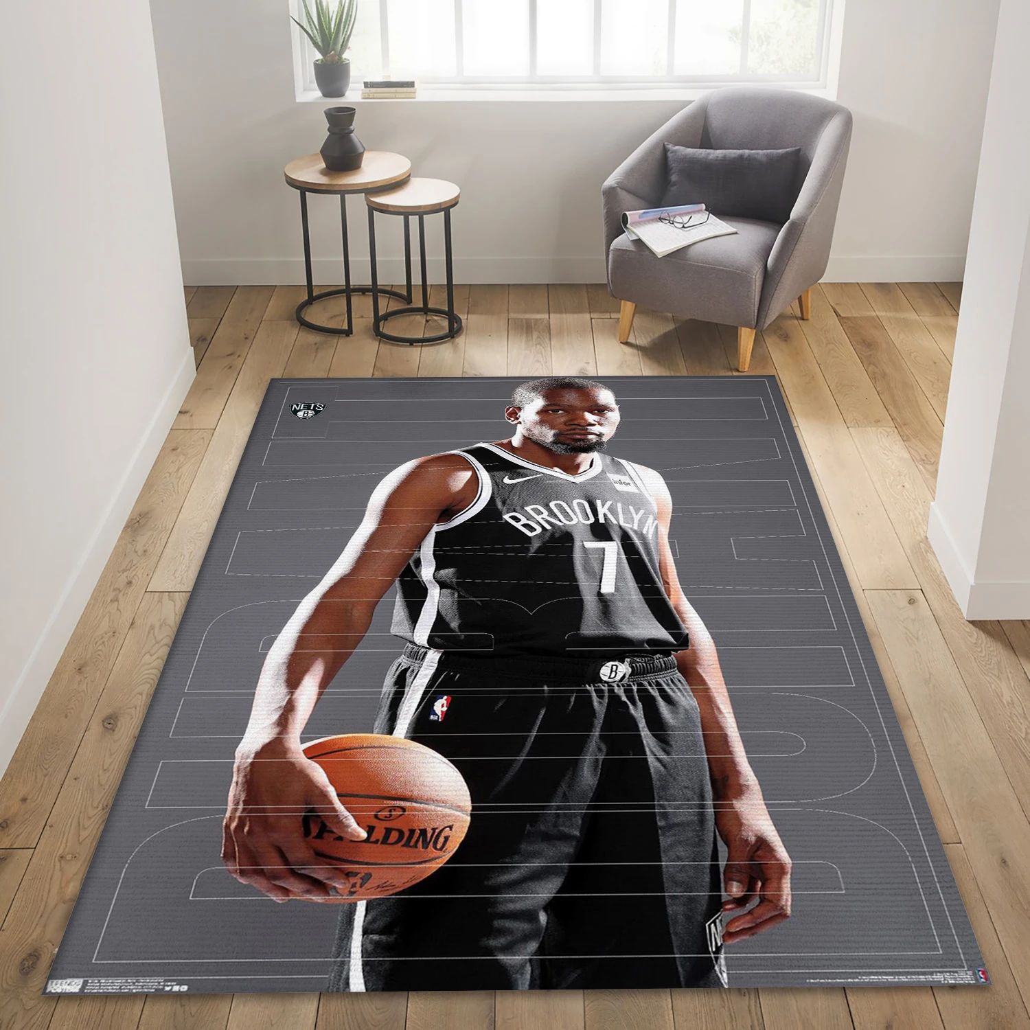 Kevin Durant Brooklyn Nets NBA Team Logos Area Rug, Living Room Rug - US Decor - Indoor Outdoor Rugs