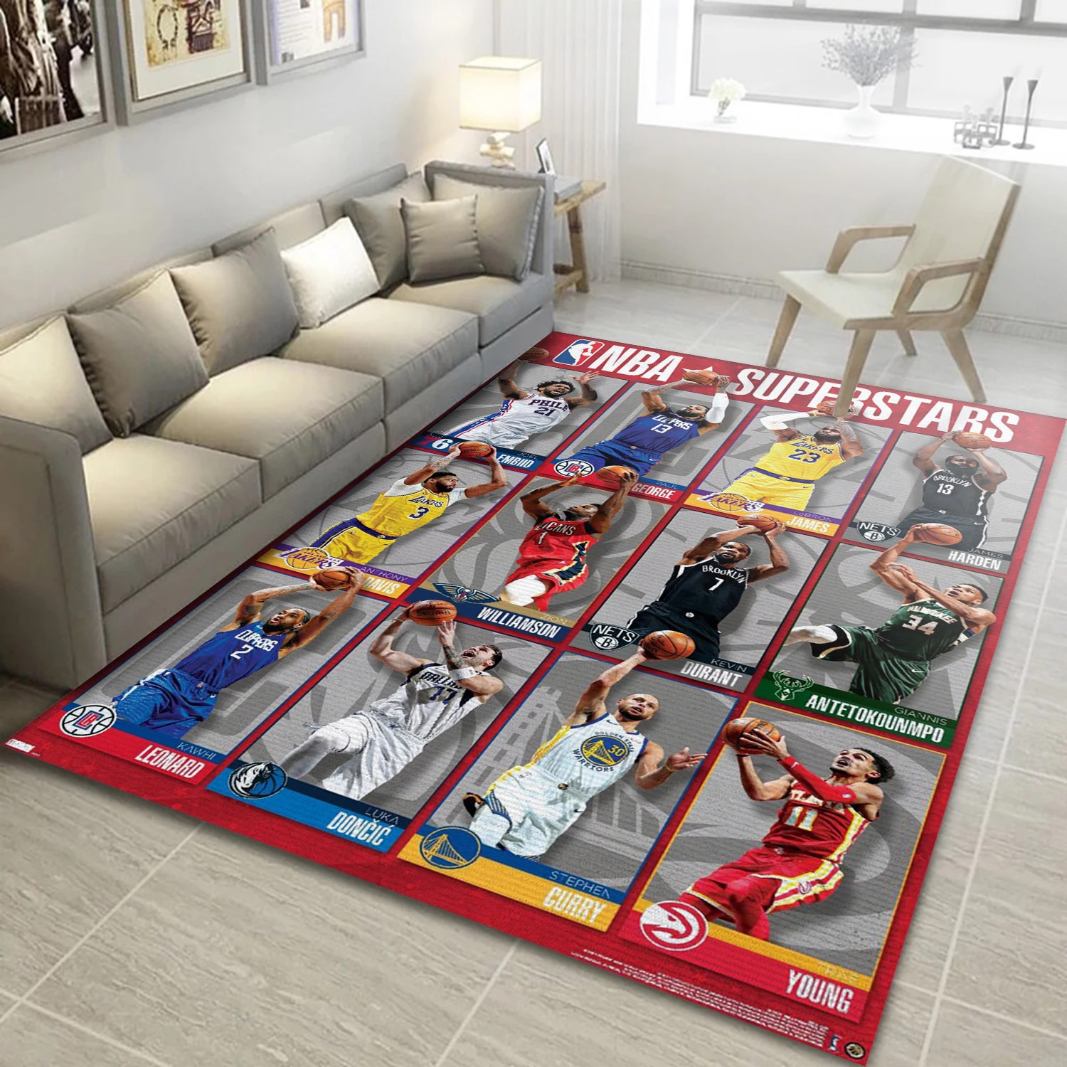 Nba Superstars NBA Reangle Area Rug, Living Room Rug - Home Decor - Indoor Outdoor Rugs