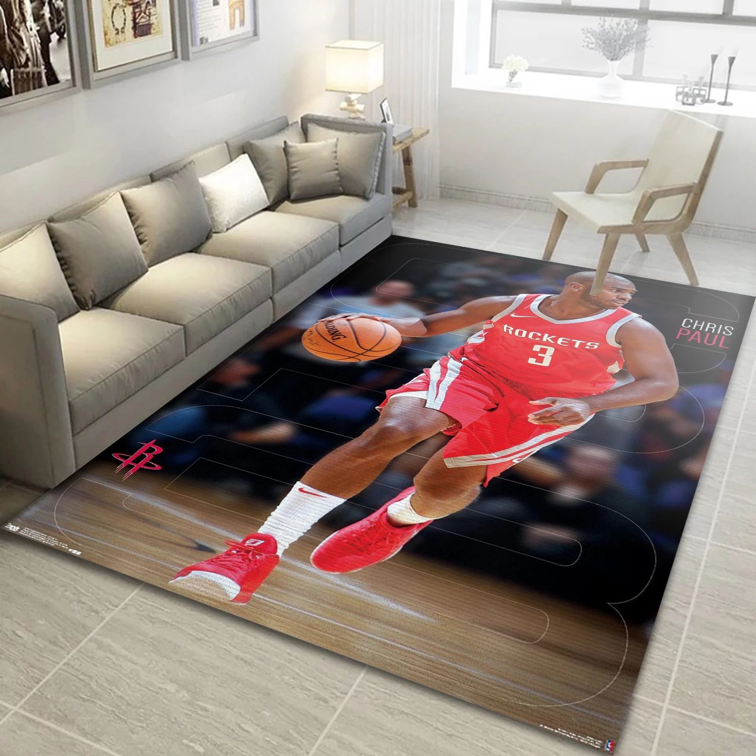 Chris Paul Houston Rockets NBA Area Rug Carpet, Living Room Rug - Room Decor - Indoor Outdoor Rugs