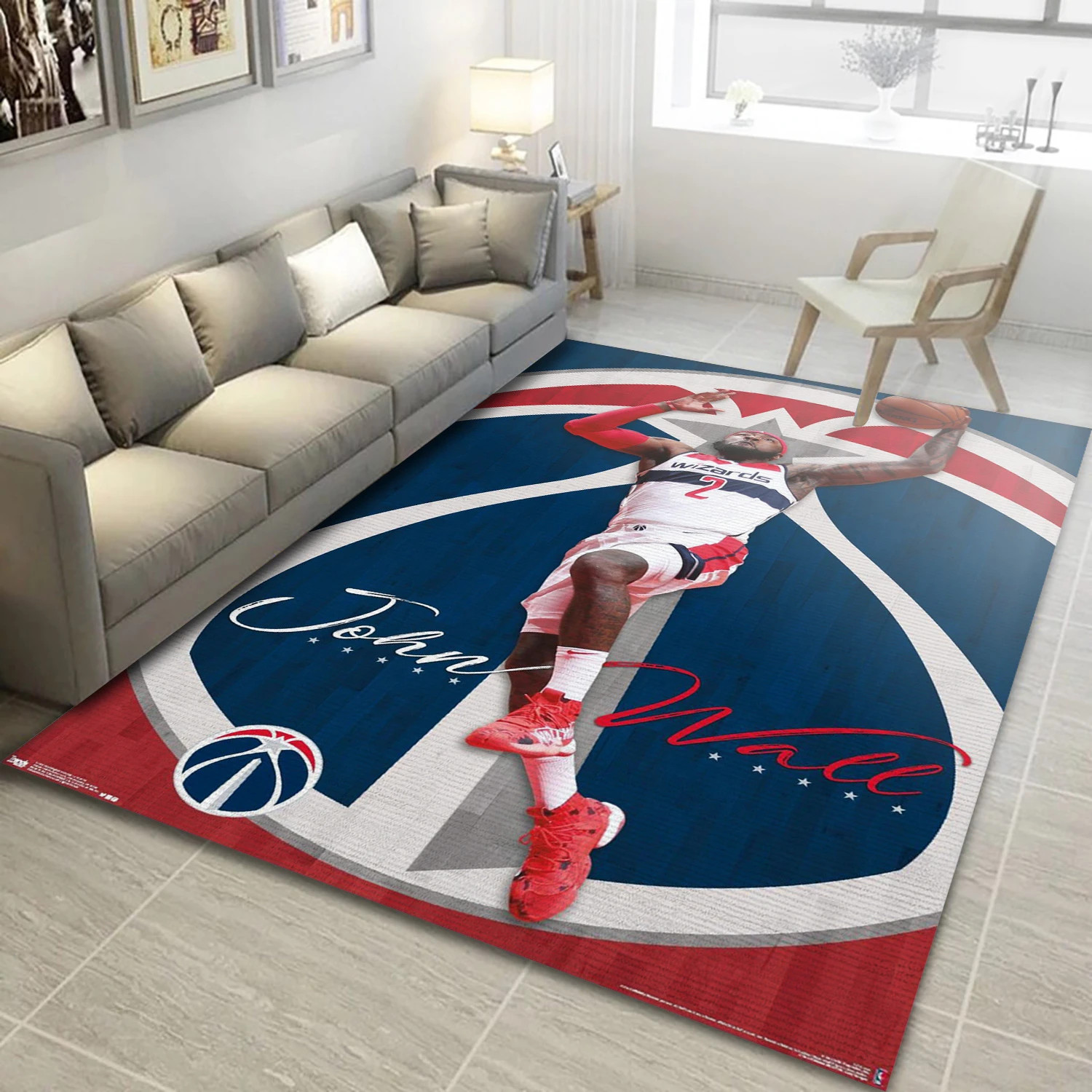 John Wall Washington Wizards NBA Area Rug, Living Room Rug - Home Decor - Indoor Outdoor Rugs