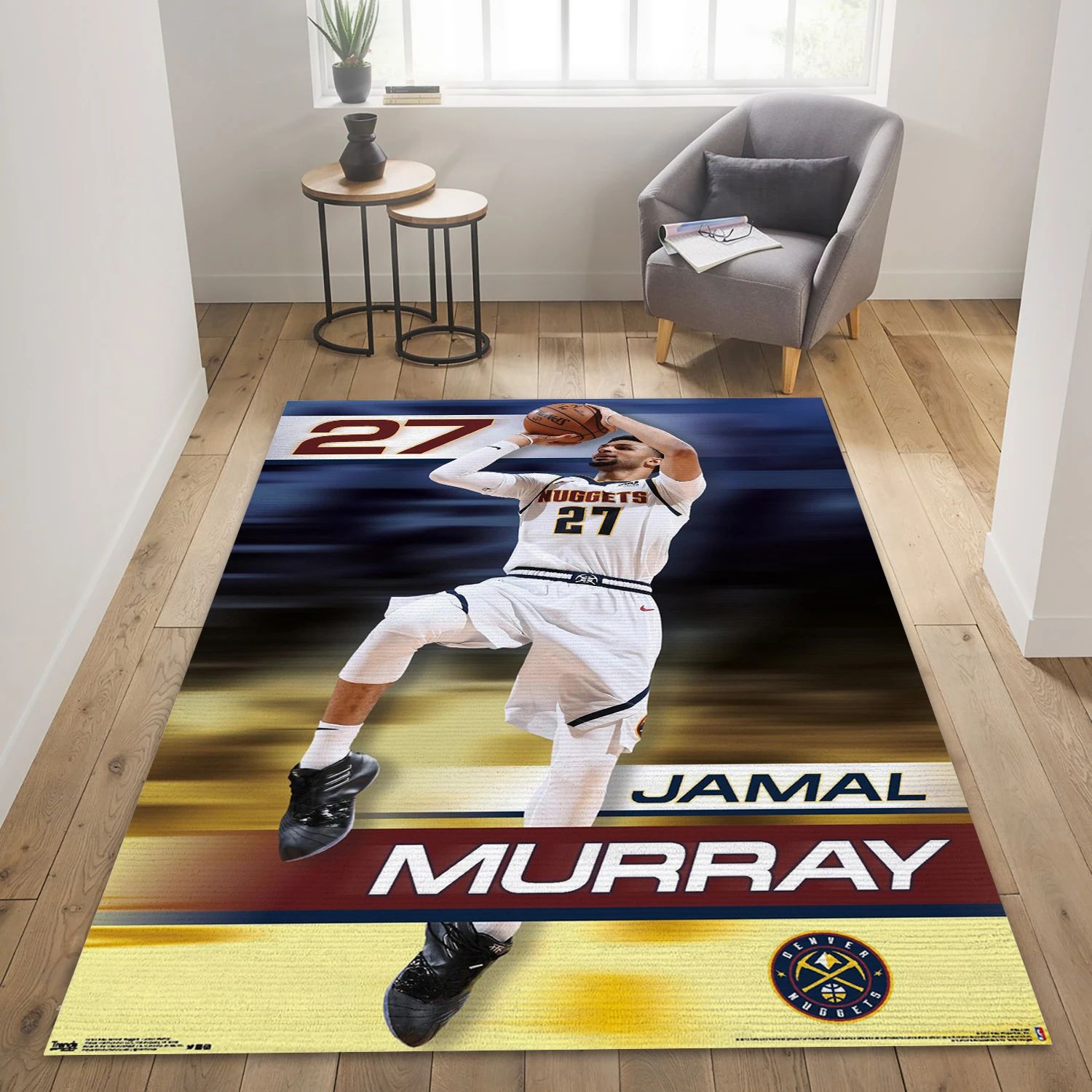 Jamal Murray Denver Nuggets NBA Team Logos Area Rug, Living Room Rug - Room Decor - Indoor Outdoor Rugs