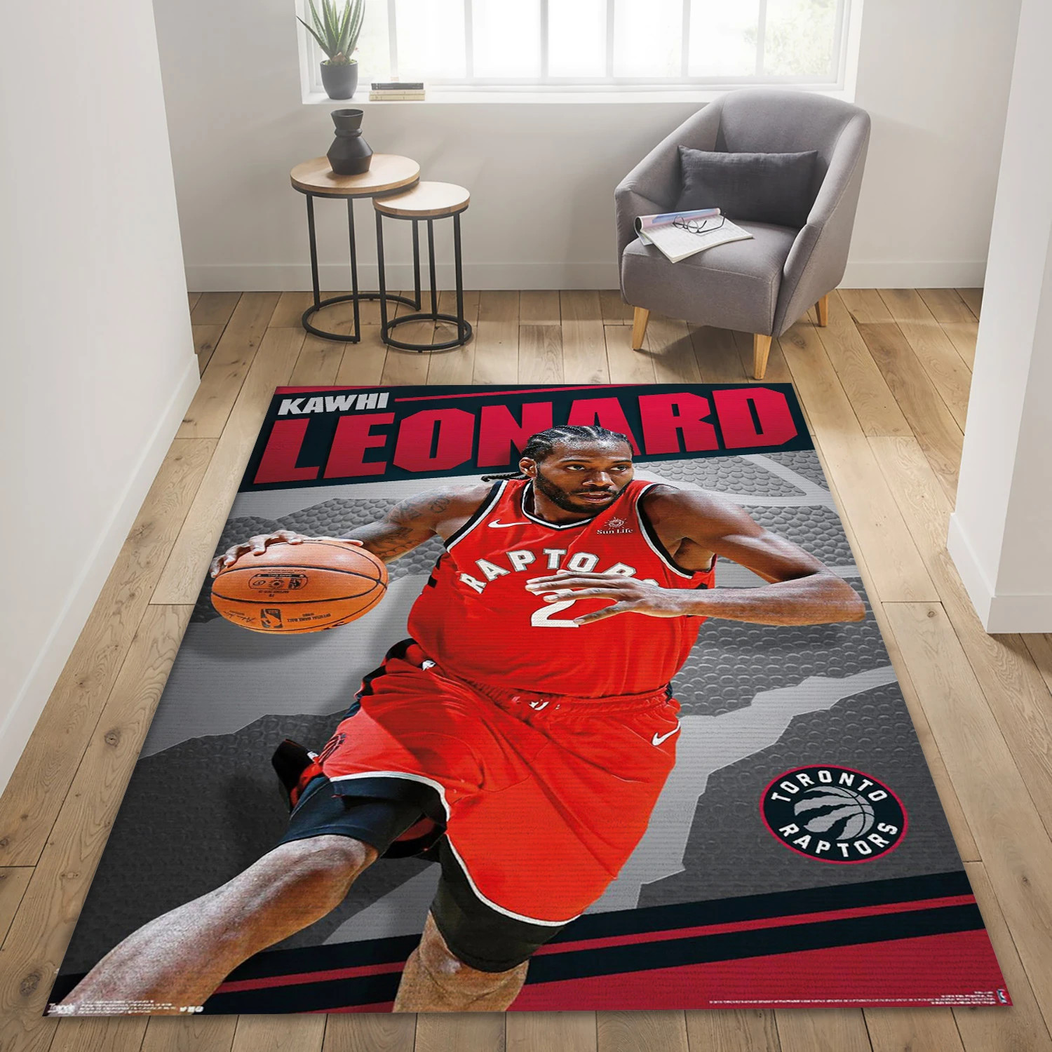 Kawhi Leonard Toronto Raptors NBA Team Logos Area Rug, Living Room Rug - Room Decor - Indoor Outdoor Rugs