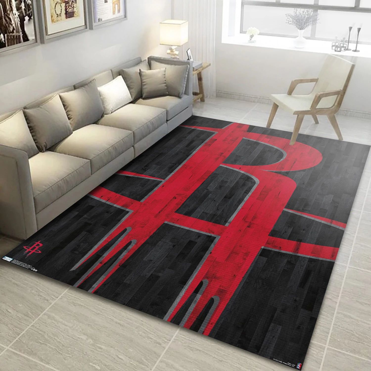 Houston Rockets NBA Team Logos Area Rug, Living Room Rug - Room Decor - Indoor Outdoor Rugs