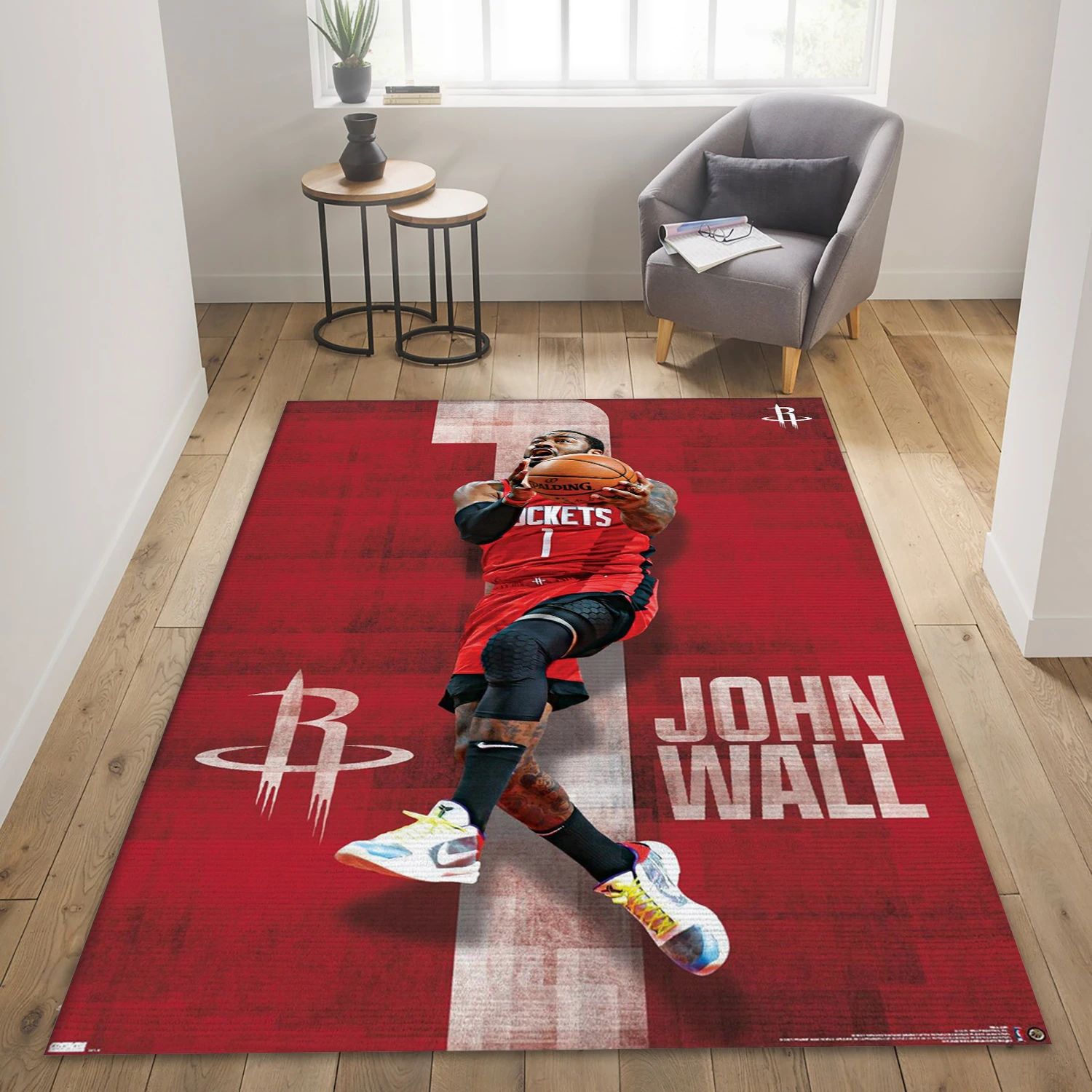 John Wall Houston Rockets NBA Reangle Area Rug, Living Room Rug - US Decor - Indoor Outdoor Rugs