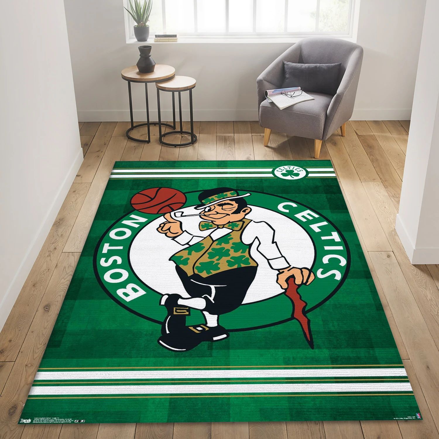 Boston Celtics NBA Area Rug Carpet, Living Room Rug - Room Decor - Indoor Outdoor Rugs