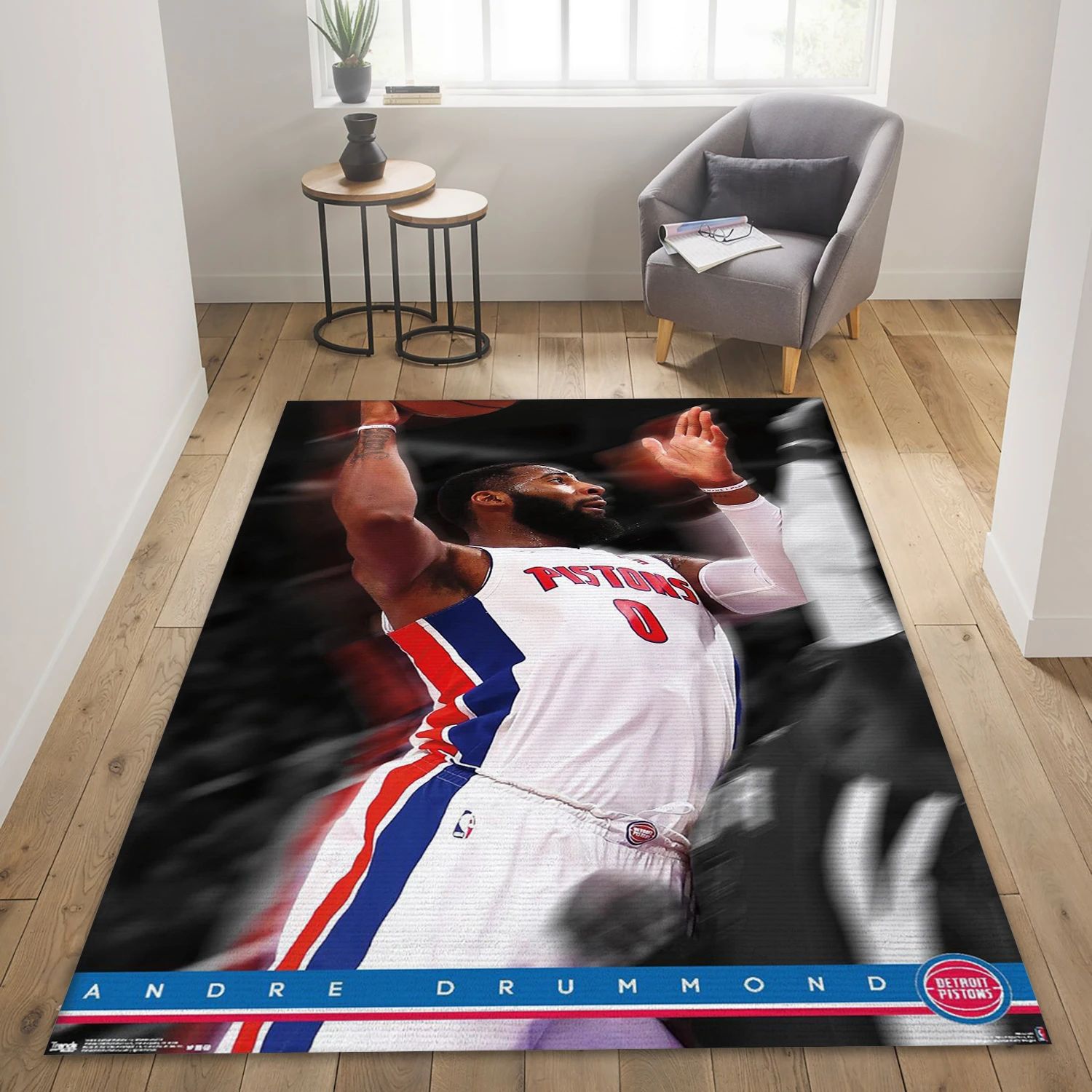 Andre Drummond Detroit Pistons NBA Team Logos Area Rug, Living Room Rug - Room Decor - Indoor Outdoor Rugs