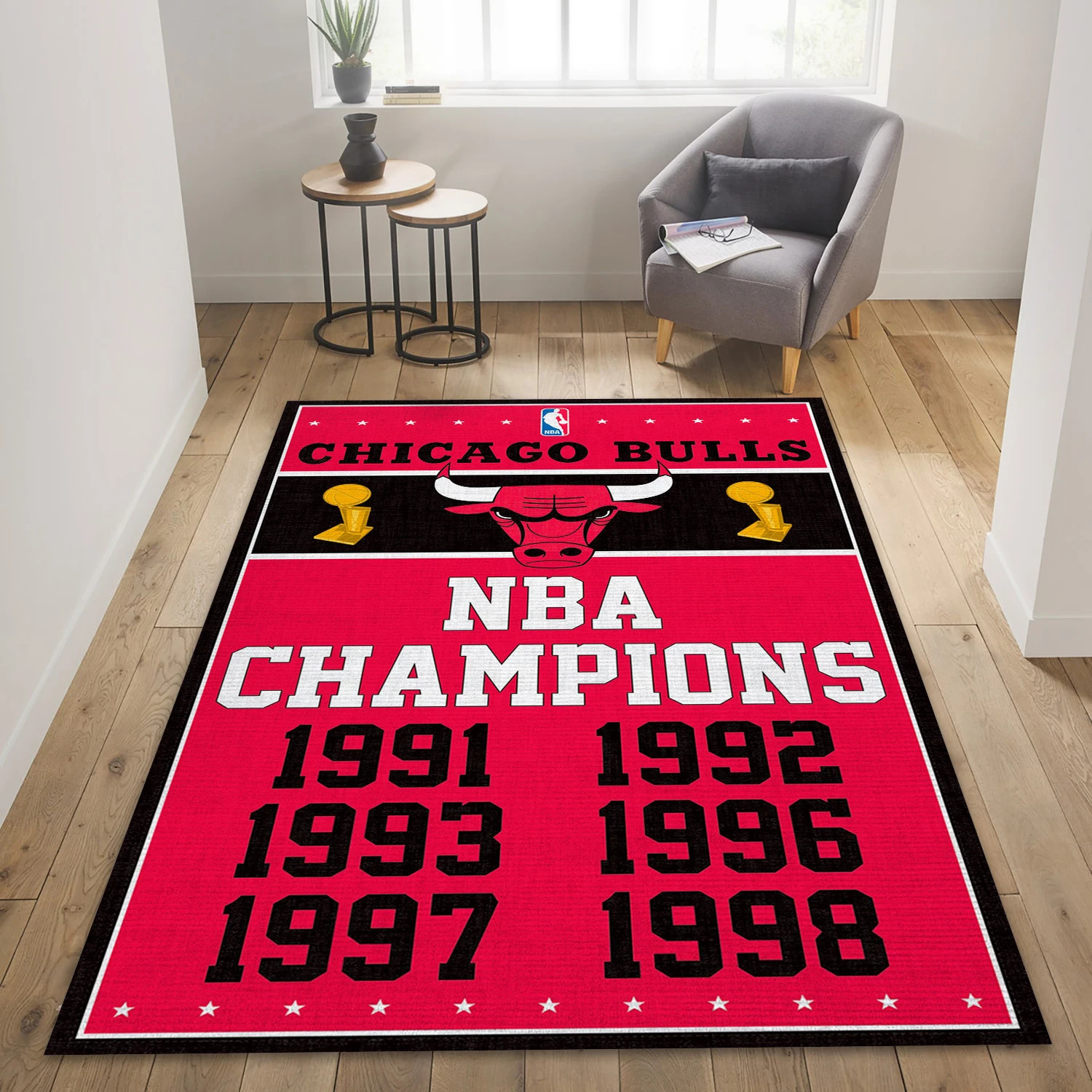 Chicago Bulls NBA Area Rug Carpet, Living Room Rug - Home Decor - Indoor Outdoor Rugs