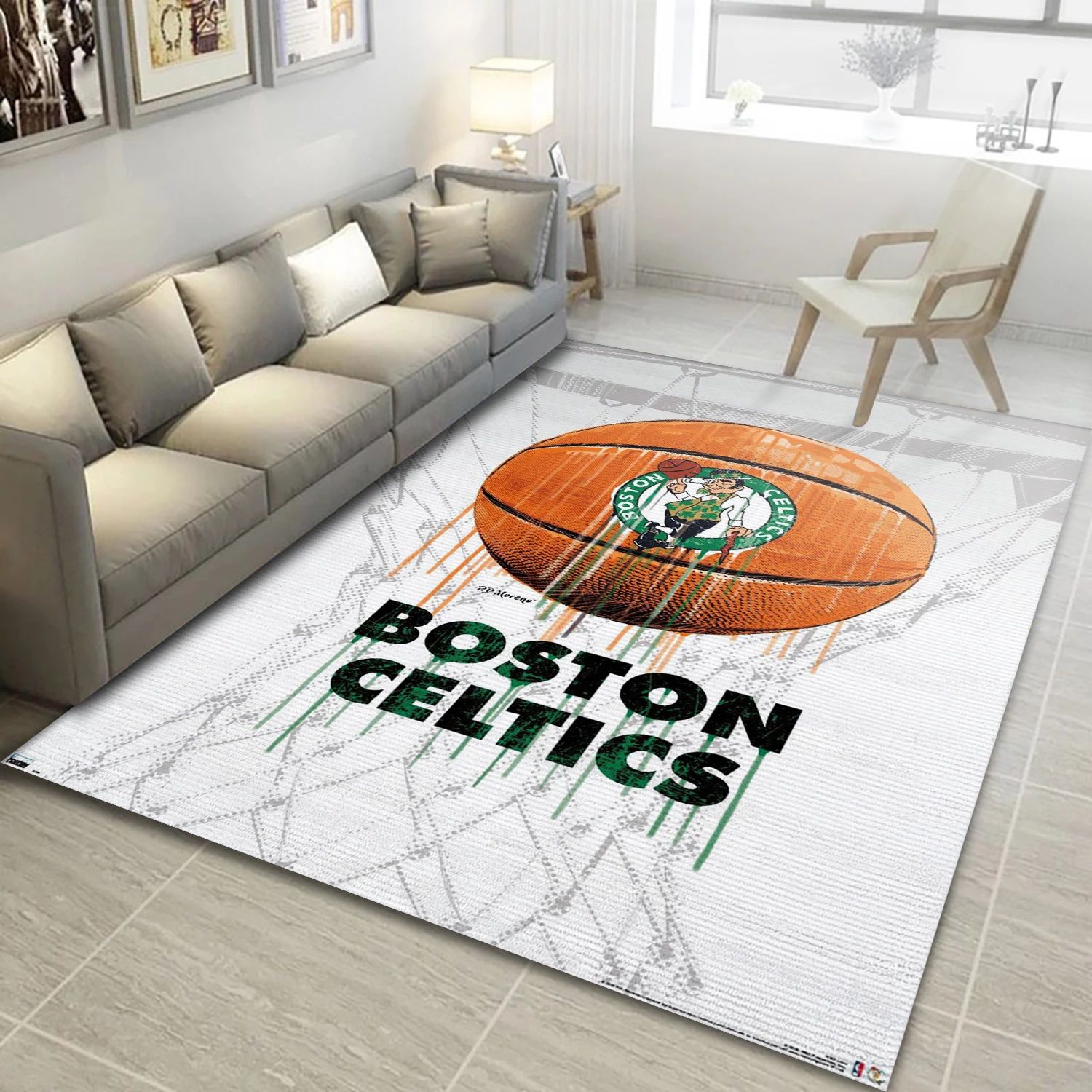 Boston Celtics NBA Reangle Area Rug, Living Room Rug - US Decor - Indoor Outdoor Rugs