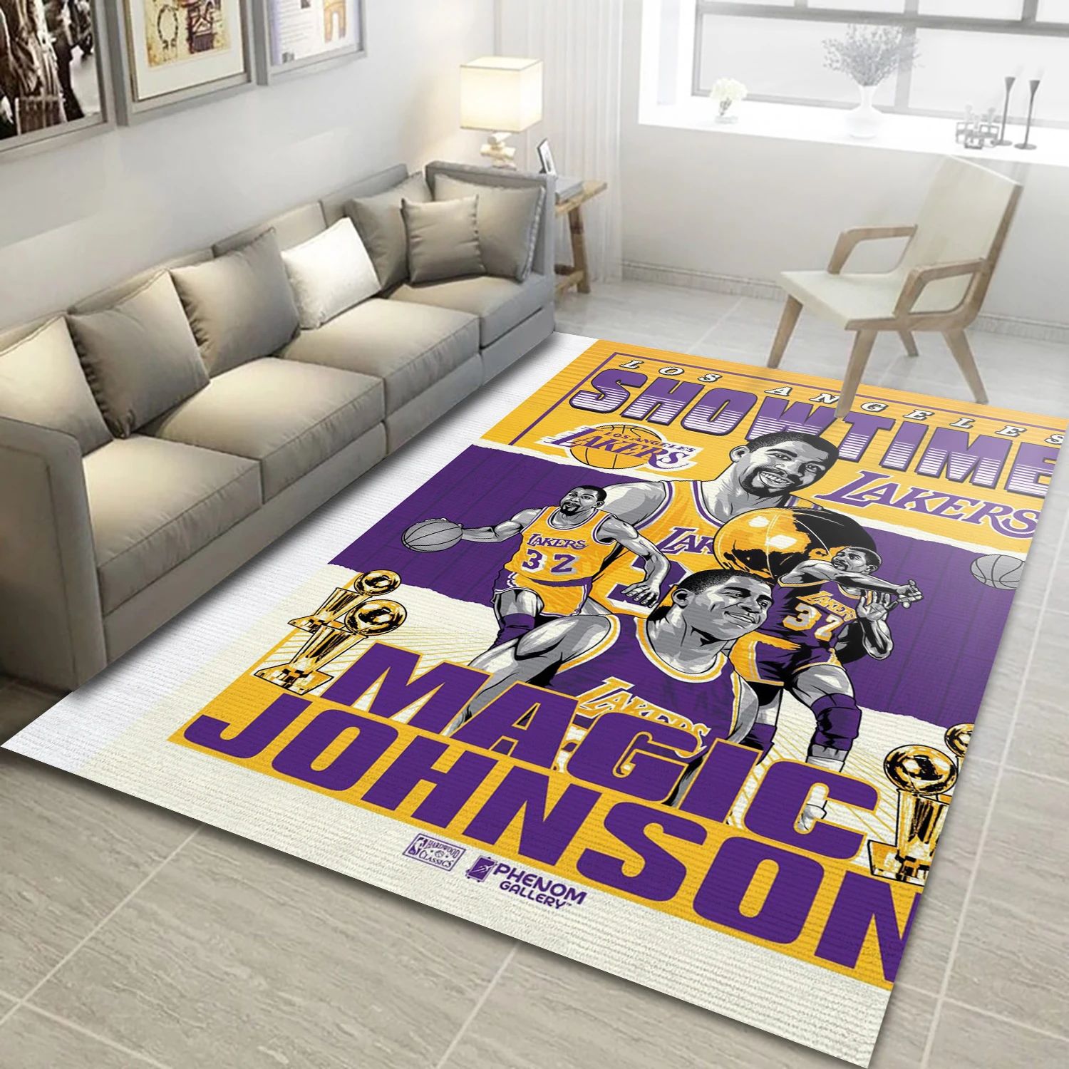 Magic Johnson Los Angeles Lakers NBA Area Rug, Living Room Rug - Home Decor - Indoor Outdoor Rugs