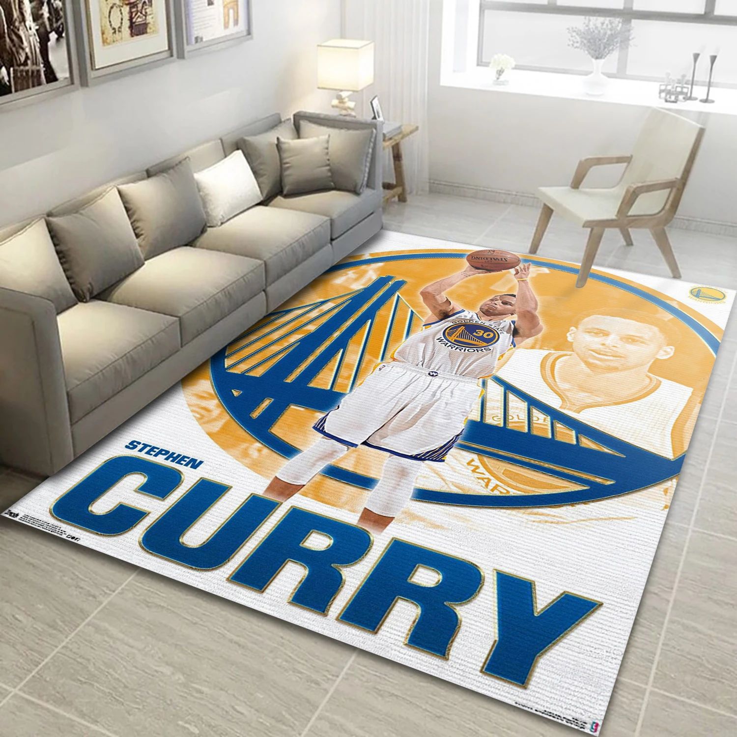 Stephen Curry Golden State Warriors NBA Reangle Area Rug, Living Room Rug - Room Decor - Indoor Outdoor Rugs