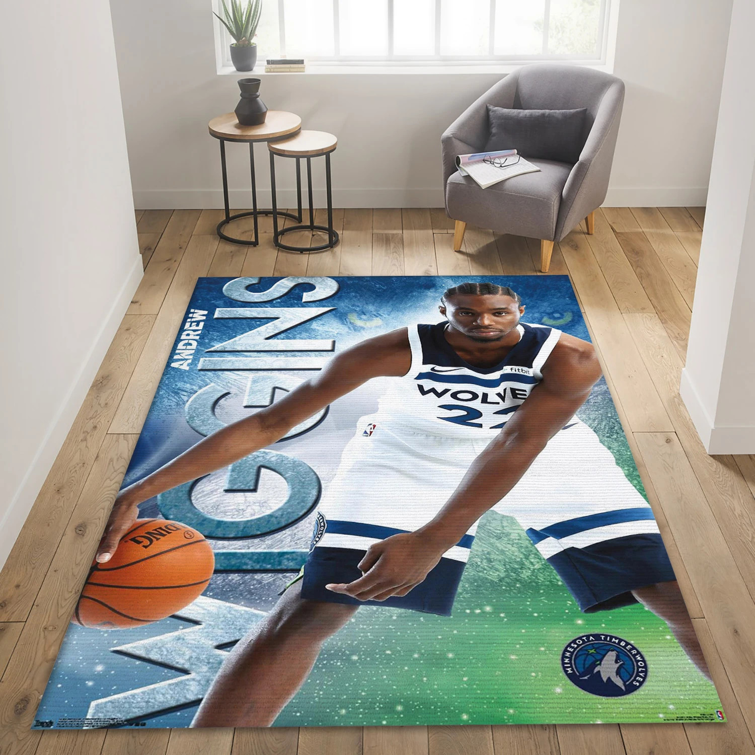 Andrew Wiggins Minnesota Timberwolves NBA Team Logos Area Rug, Living Room Rug - Home Decor - Indoor Outdoor Rugs