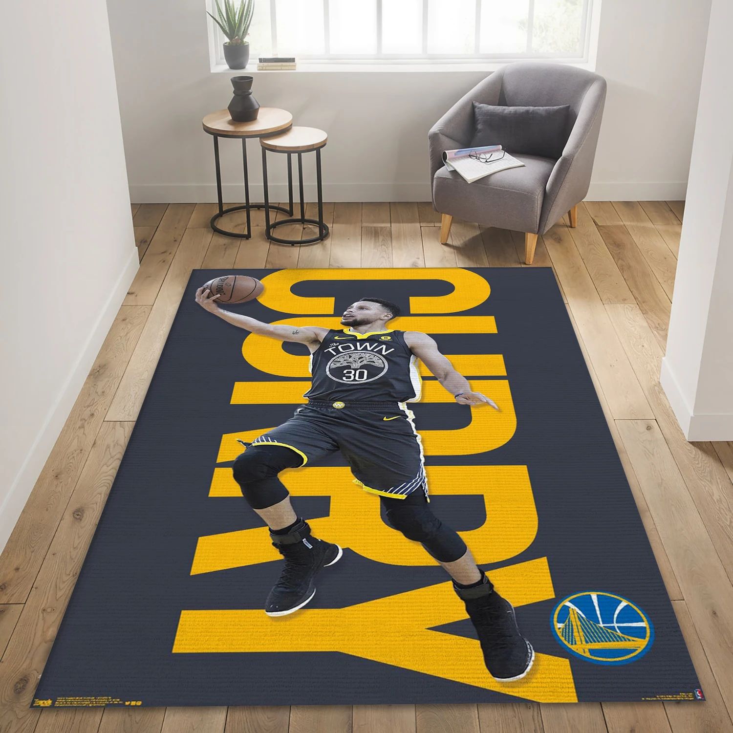 Stephen Curry Golden State Warriors NBA Team Logos Area Rug, Living Room Rug - US Decor - Indoor Outdoor Rugs