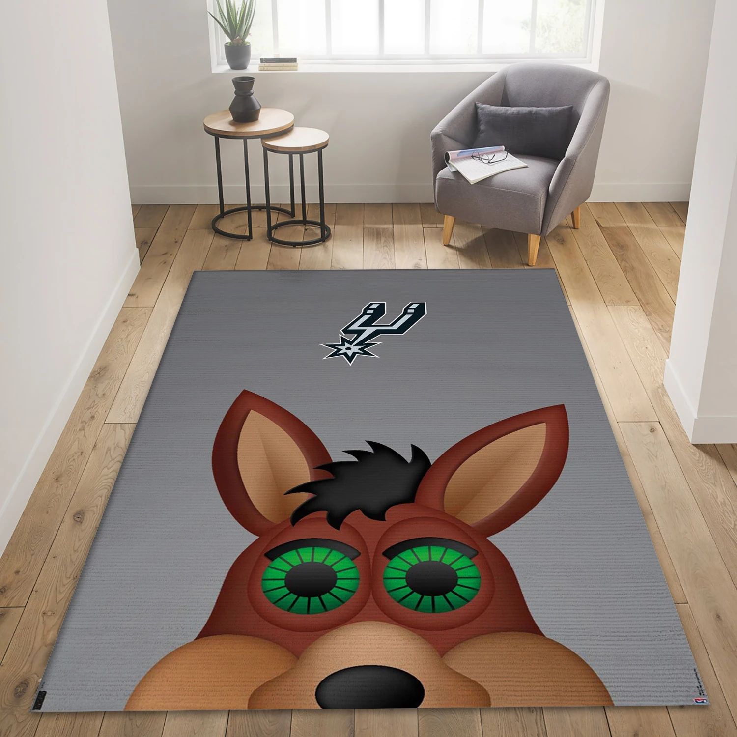 San Antonio Spurs Cartoon Mascot NBA Team Logos Area Rug, Living Room Rug - Room Decor - Indoor Outdoor Rugs